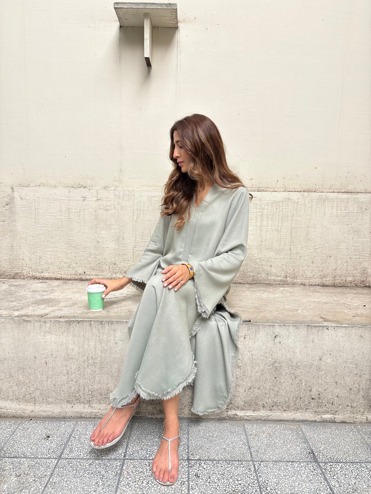 MUTED GREY-GREEN DHAAGA SET | SAK ATELIER