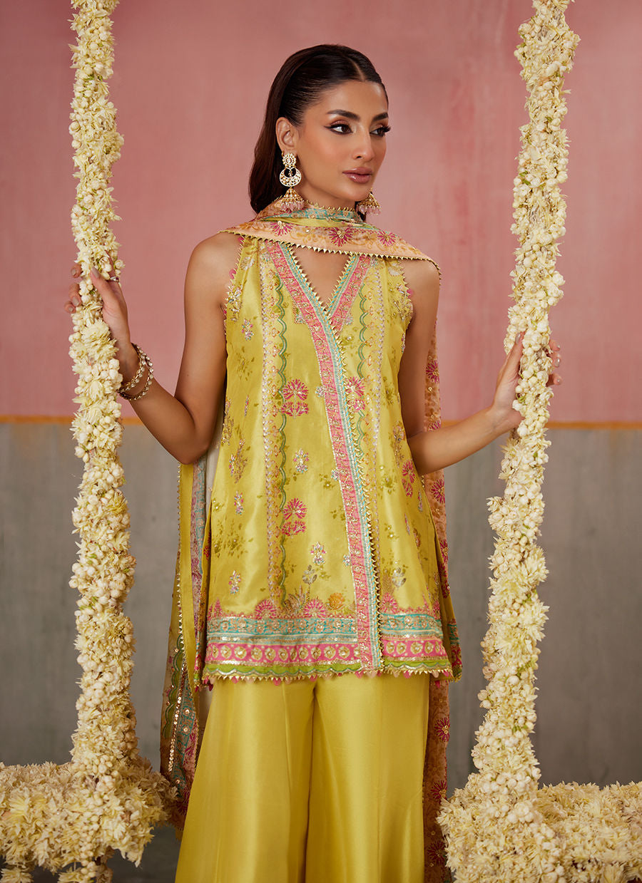 Zaria Kiwi Shirt And Dupatta | FARAH TALIB AZIZ