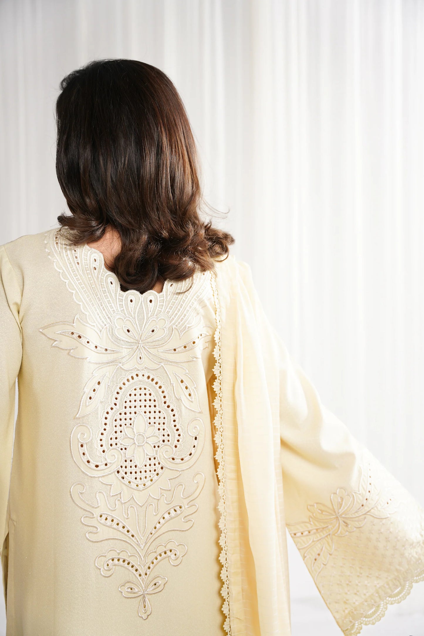 BUTTER YELLOW LUXURY EMBROIDERED 3PCS SET NPA3-25420 (EID 2025 READY TO WEAR) | ZAIB