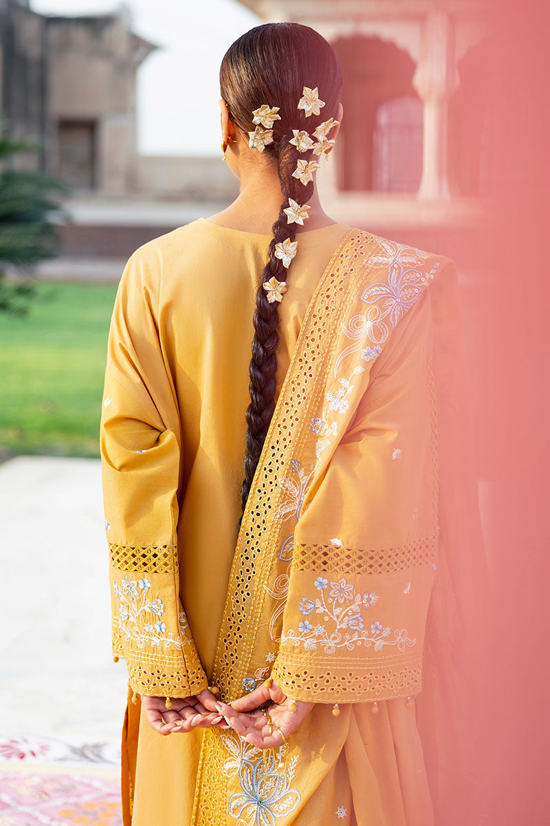 MUSTARD MIRAGE-3PC EMBROIDERED LAWN SUIT | Cross Stitch