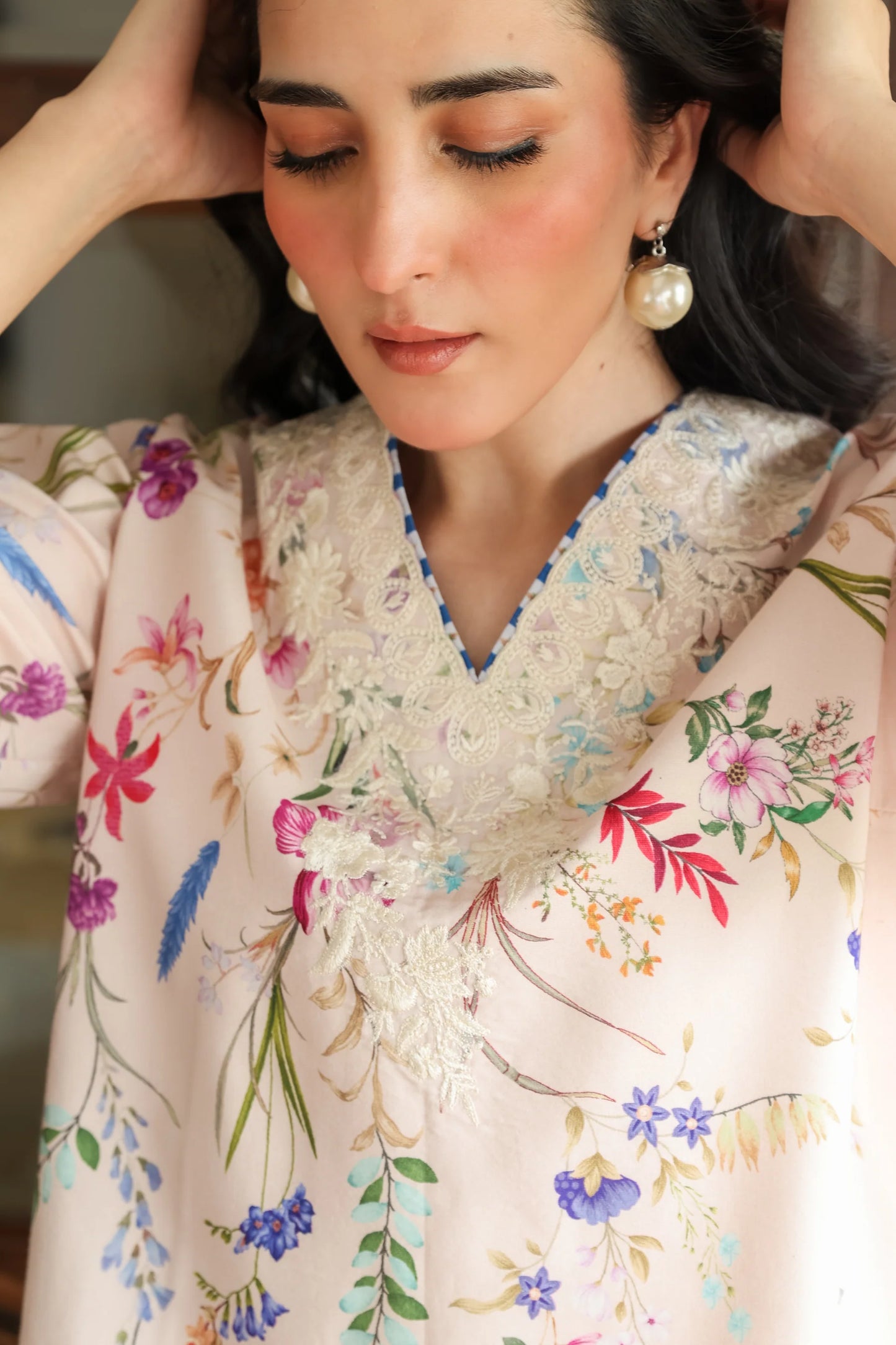 BLUSH PINK LILY LUXURY PRINTED & EMBROIDERED 2PCS SET (NPA2-25312) | ZAIB