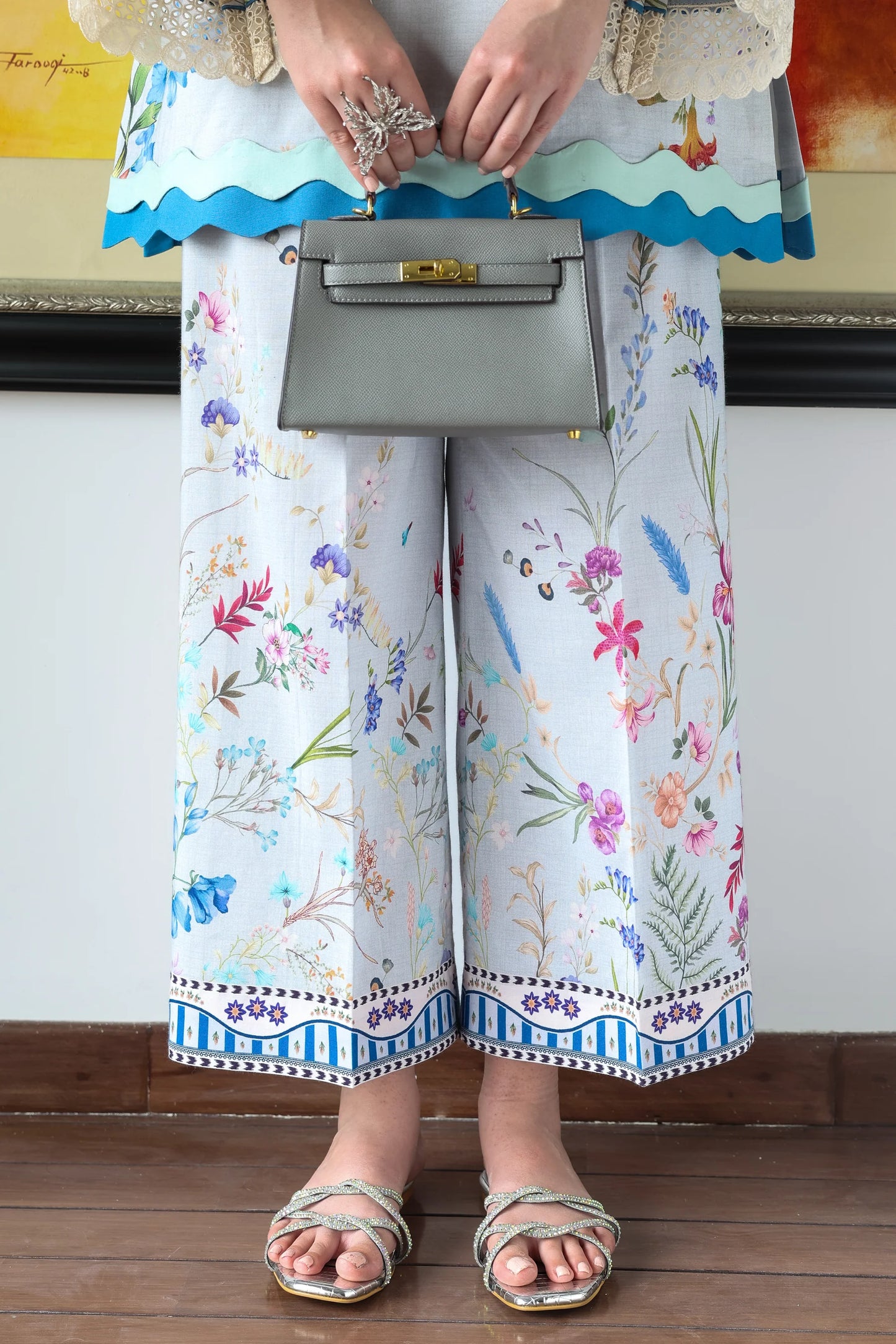 ICE BLUE LILY SET LUXURY PRINTED & EMBROIDERED (NPA2-25313) 2PCS SET | ZAIB