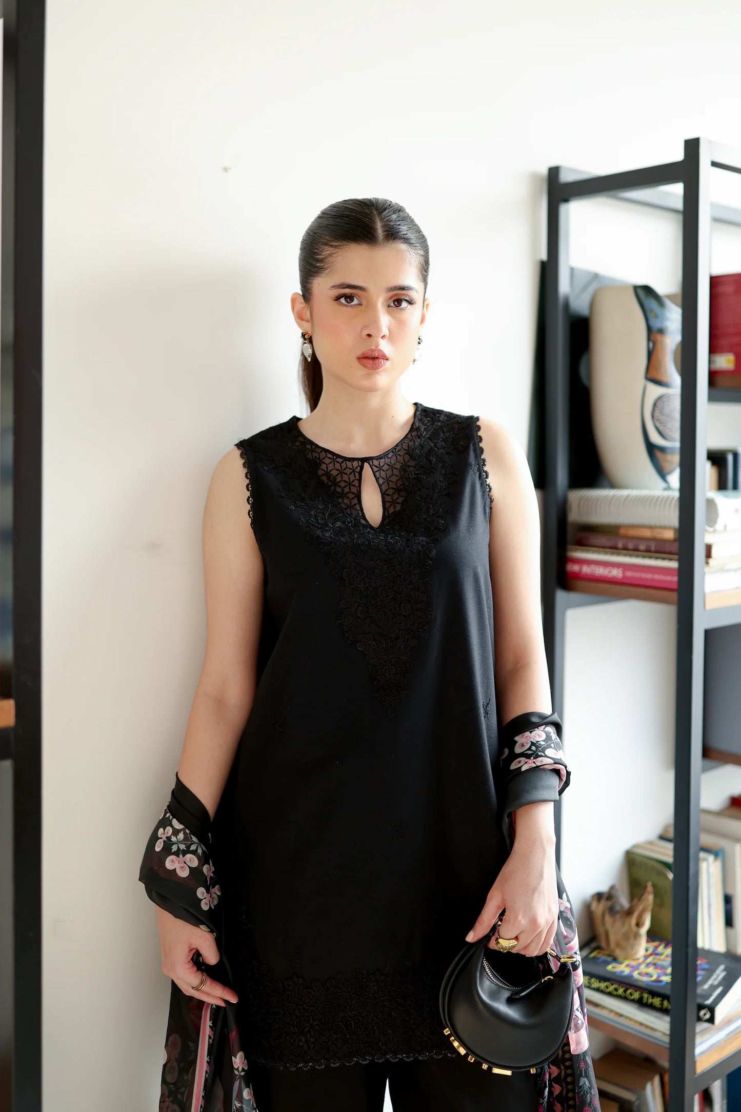 JET BLACK LUXURY EMBROIDERED 3 PCS SET (NPA3-25430) | ZAIB