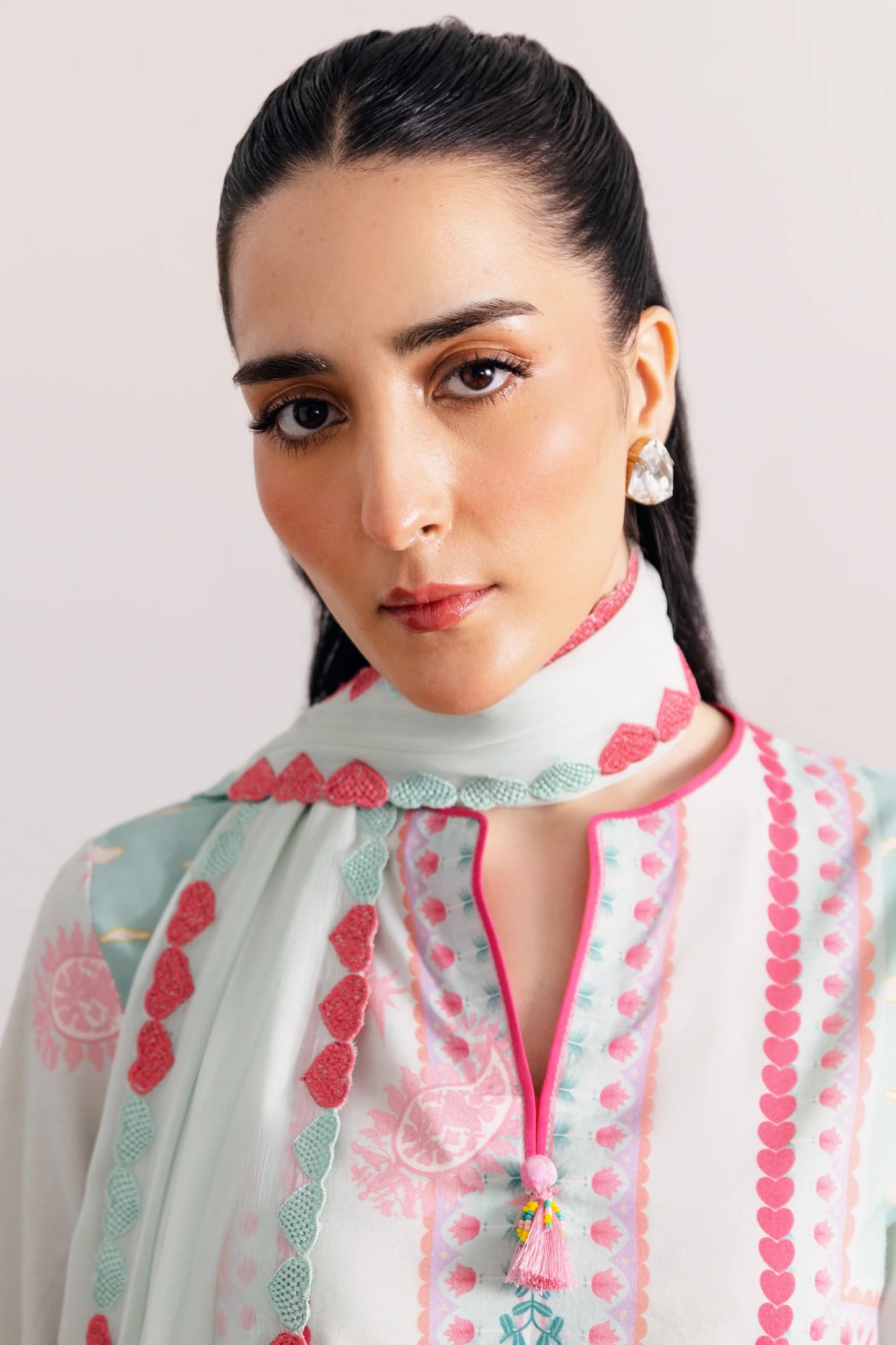 SOFT MINT GREEN LUXURY PRINTED 3PCS SET (NPA3-25432) | ZAIB