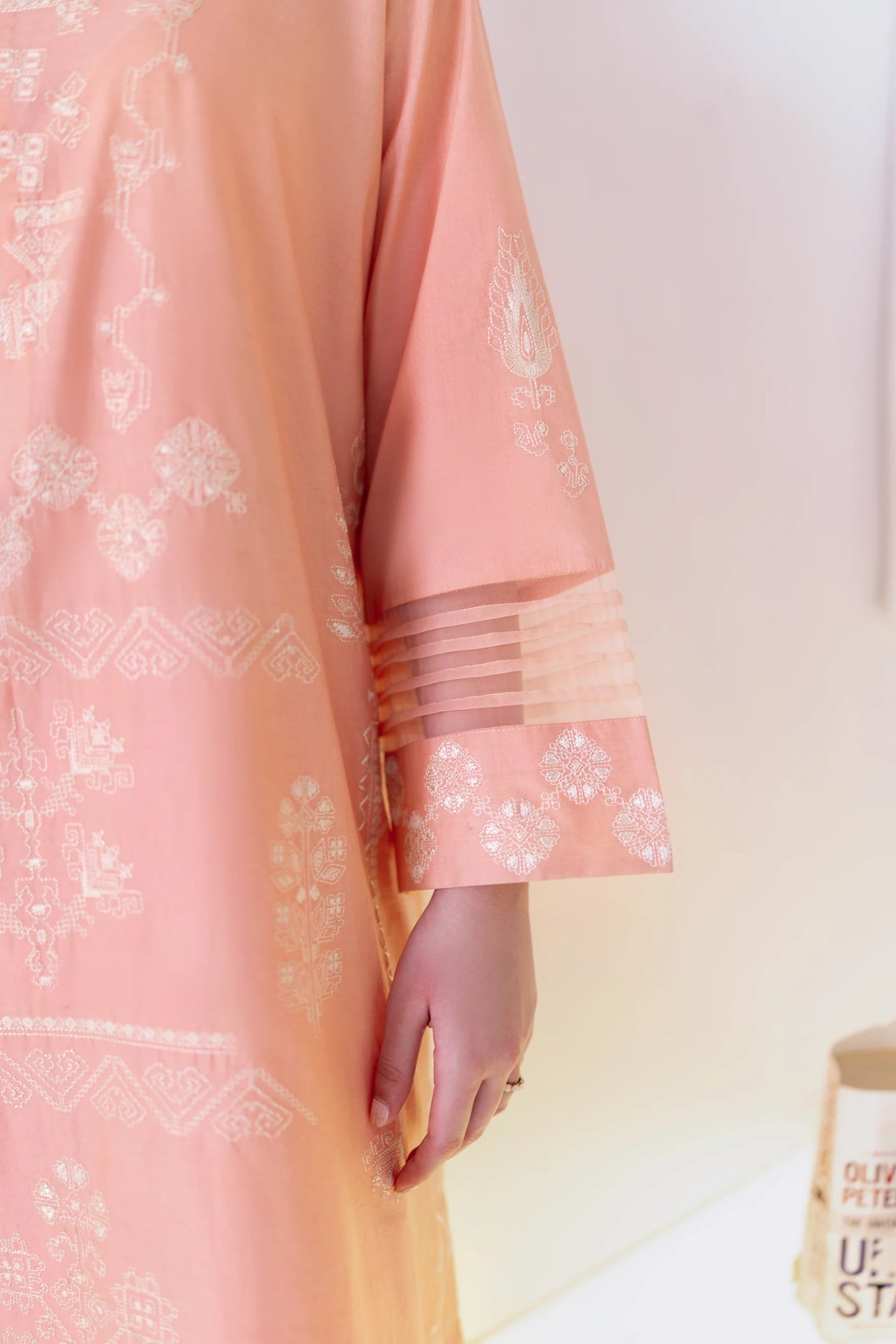 PEACHY PINK LUXURY EMBROIDERED 2PCS SET (NPA2-25306)| ZAIB