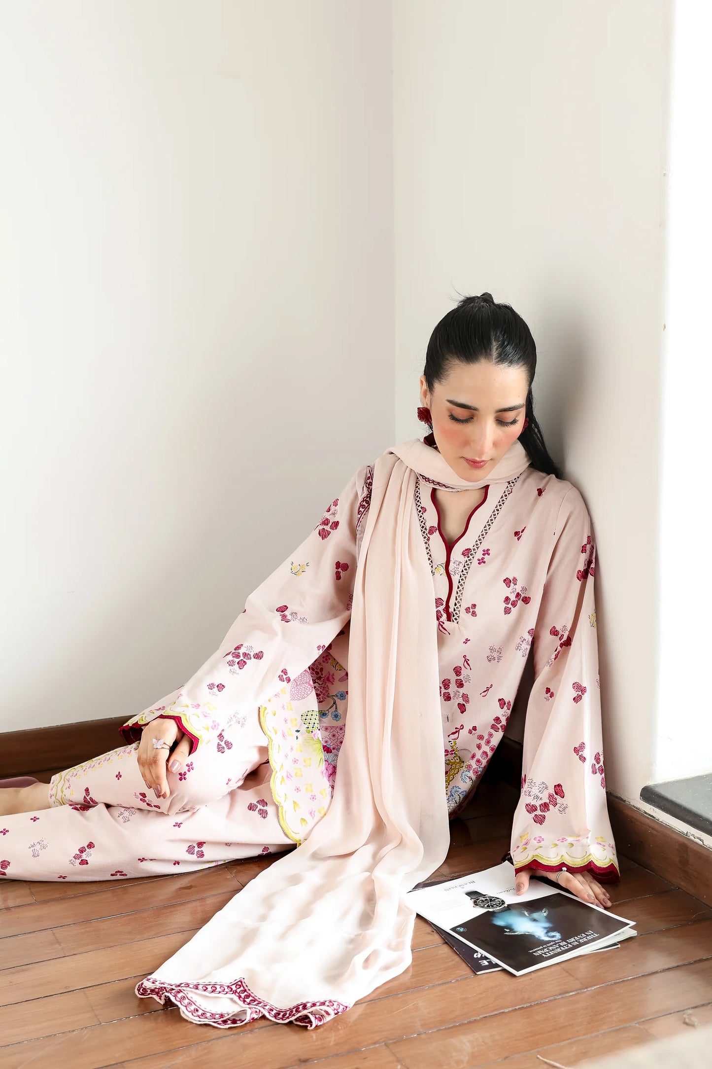 BLUSH PINK LUXURY PRINTED 3PCS SET (NPA3-25433) | ZAIB