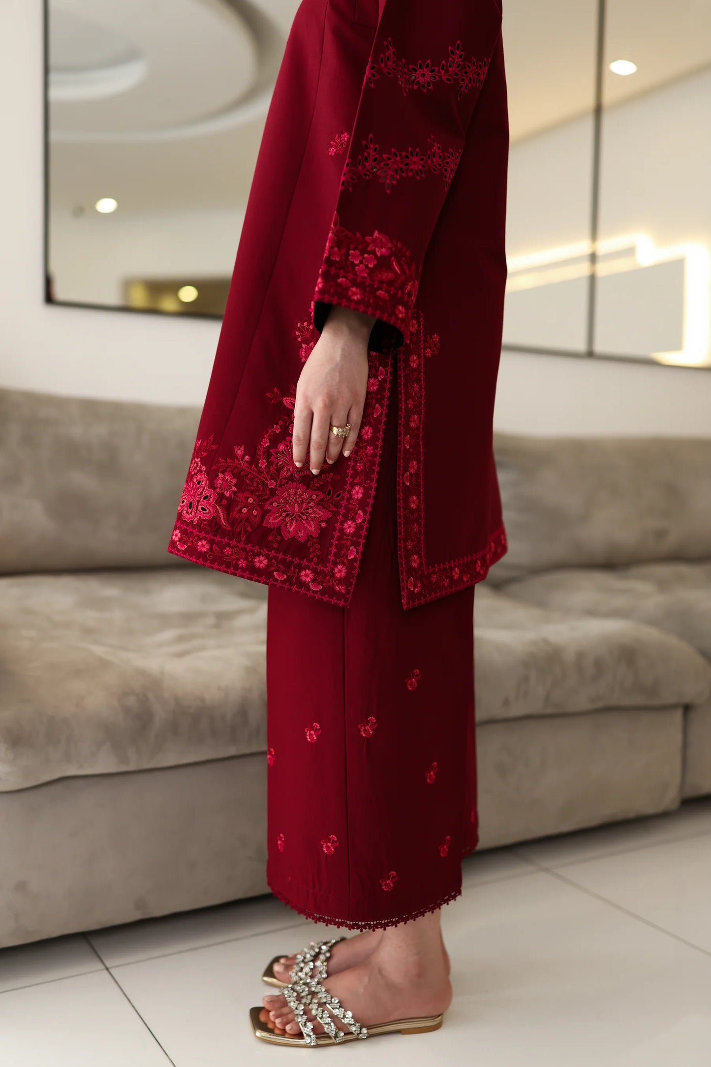 DEEP MAROON LUXURY EMBROIDERED 2PCS SET (NPA2-25307) | ZAIB