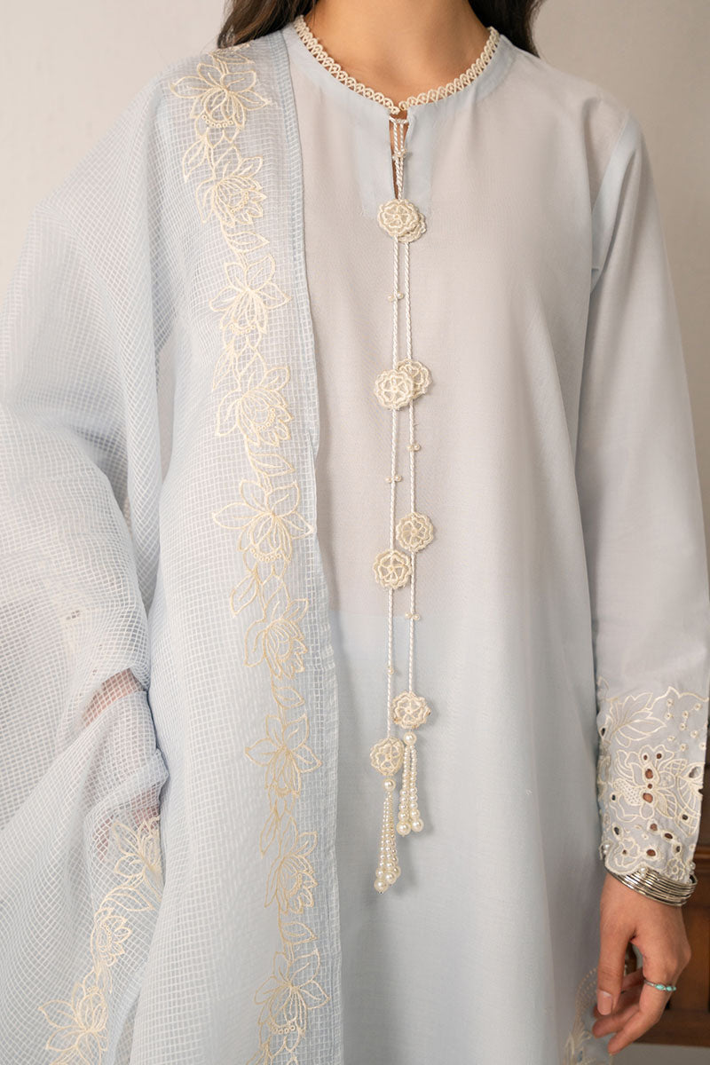 FLORET GLOW-3 PC (SHIRT, DUPATTA & TROUSER) | CROSS STITCH (RTS)