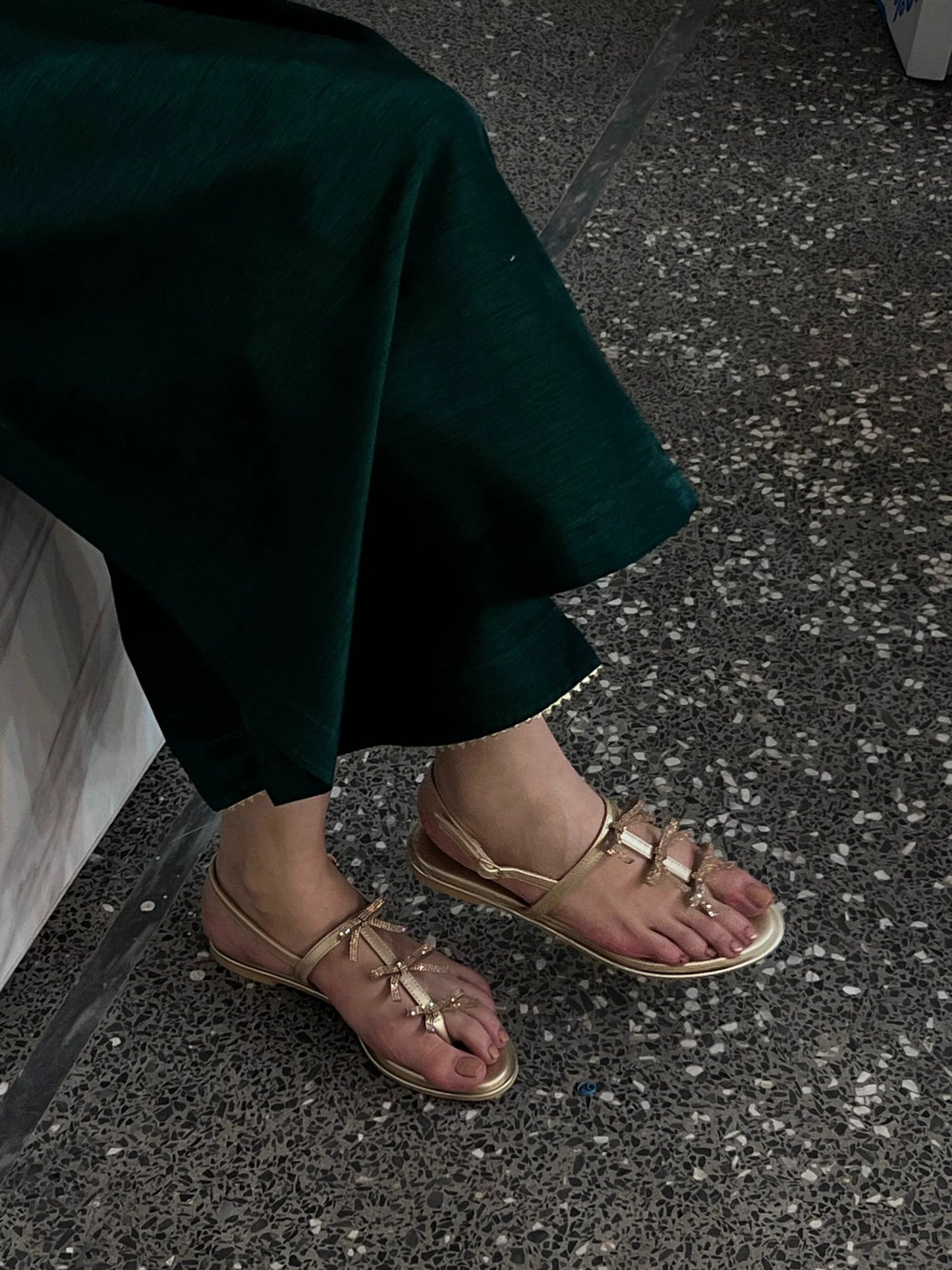 CAOVILLA GOLDEN FLAT SANDALS (ZBN-25003) | ZAIB | FOOTWEAR