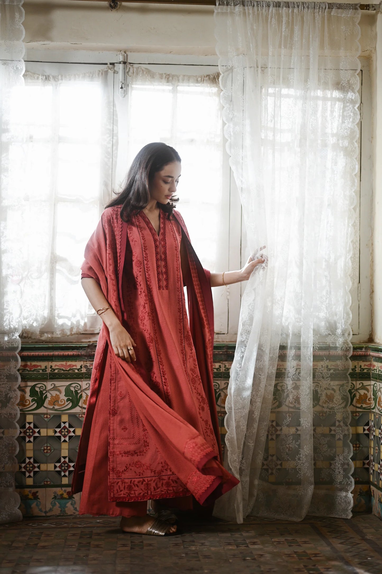 PEACHY PINK | LUXURY EMBROIDERED KARANDI | (NPA3-25447) | ZAIB