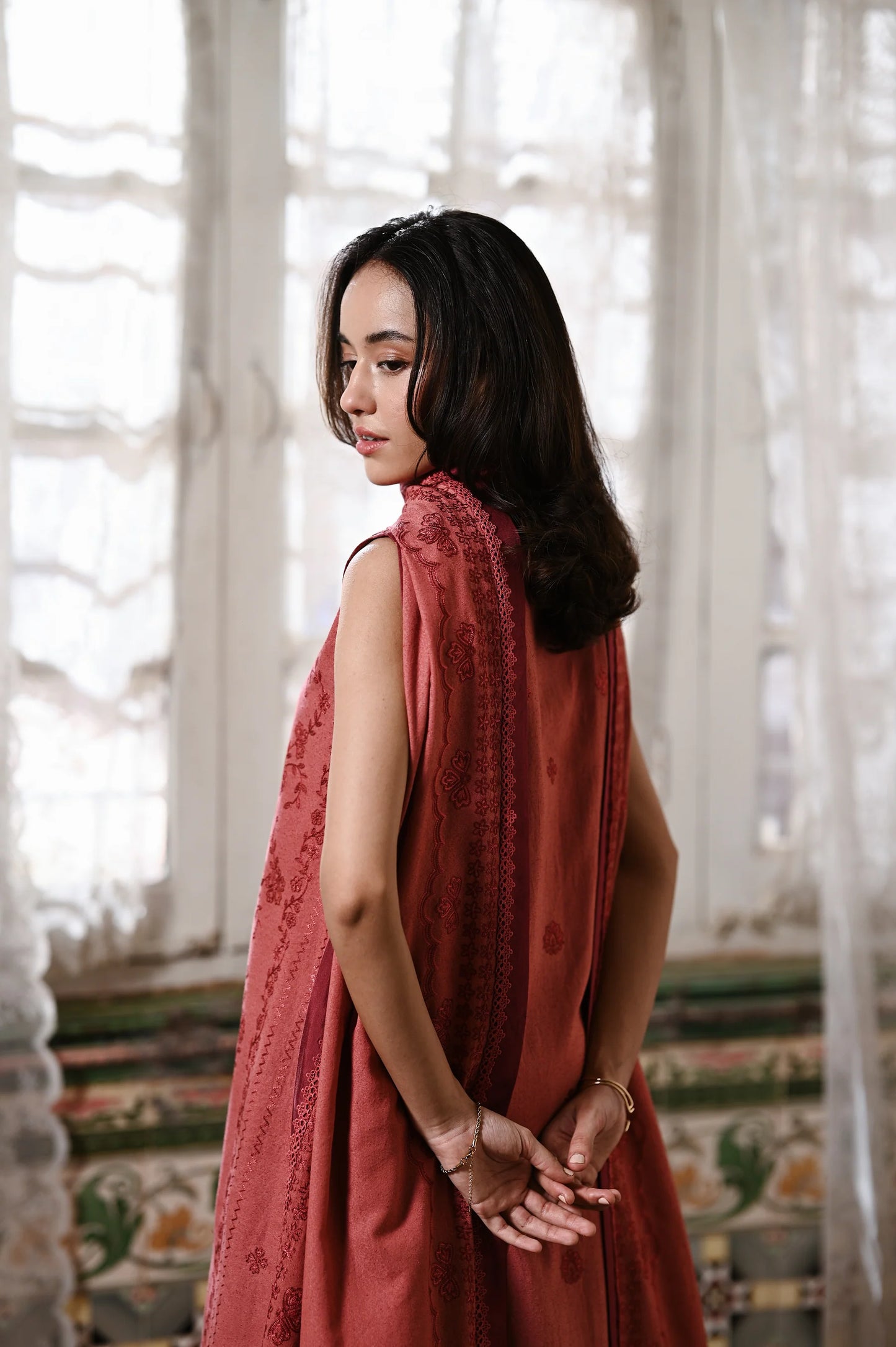 PEACHY PINK | LUXURY EMBROIDERED KARANDI | (NPA3-25447) | ZAIB