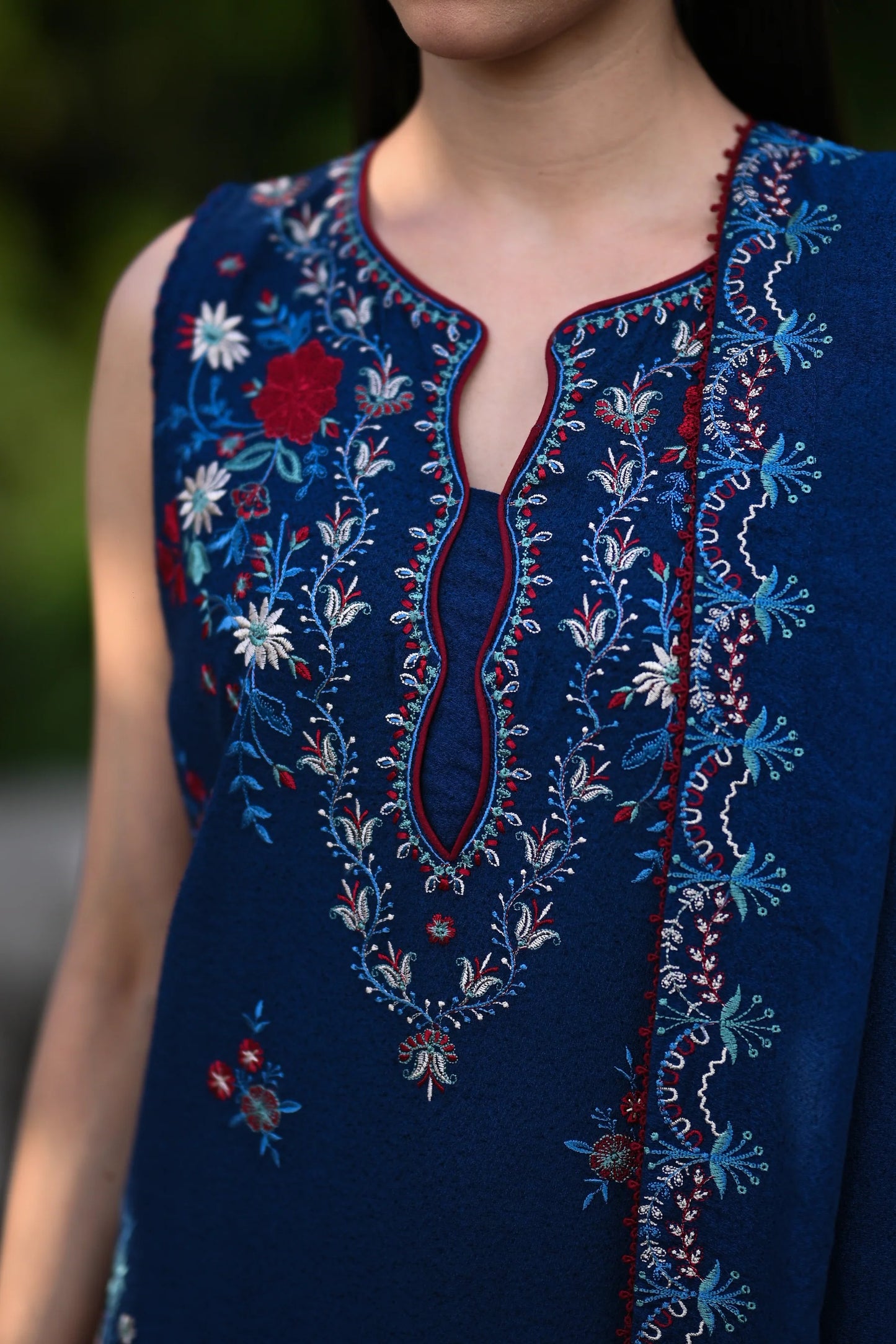 BLUE | LUXURY EMBROIDERED KARANDI | (NPA3-25455) | ZAIB