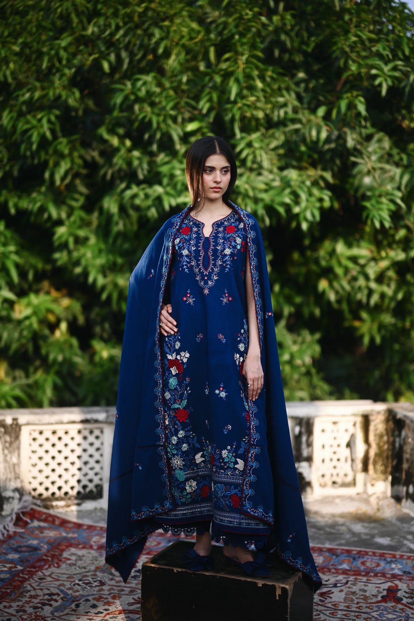 BLUE | LUXURY EMBROIDERED KARANDI | (NPA3-25455) | ZAIB