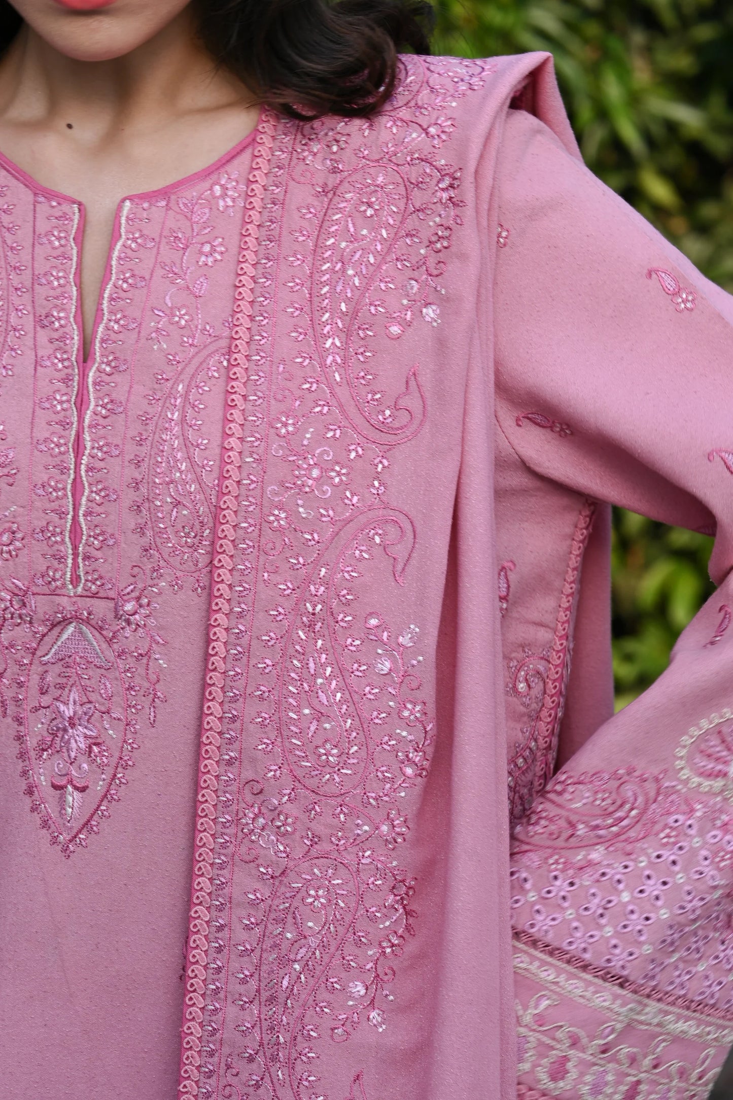 ROSE PINK | LUXURY EMBROIDERED KARANDI | (NPA3-25446) | ZAIB