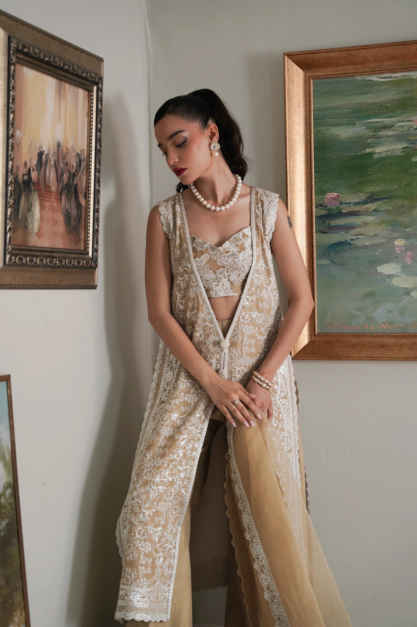 GOLDEN BEIGE SET WEDDING EDIT 2024/2025 (NPA3-24427) | ZAIB