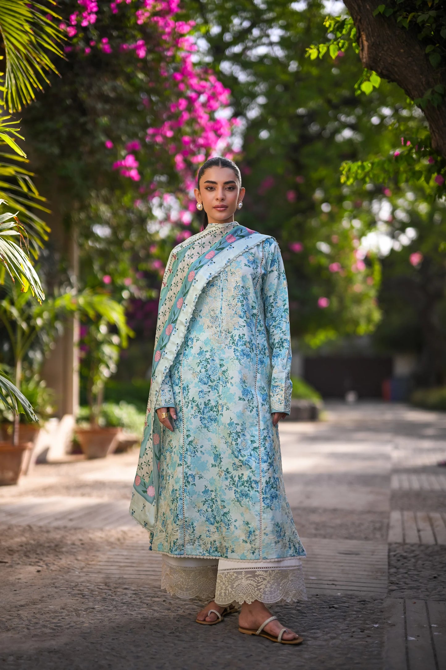 MINT SORBET LUXURY PRINTED EMBROIDERED LAWN SET (NEL-25618) | ZAIB