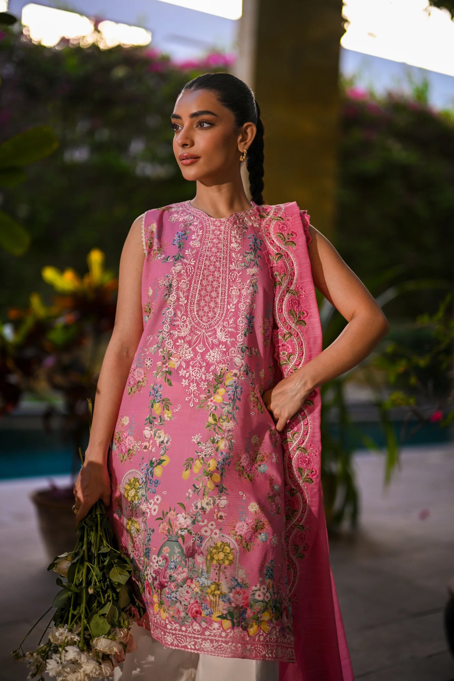 BLOOM IN MAY LUXURY PRINTED EMBROIDERED LAWN SET (NEL-25616) | ZAIB