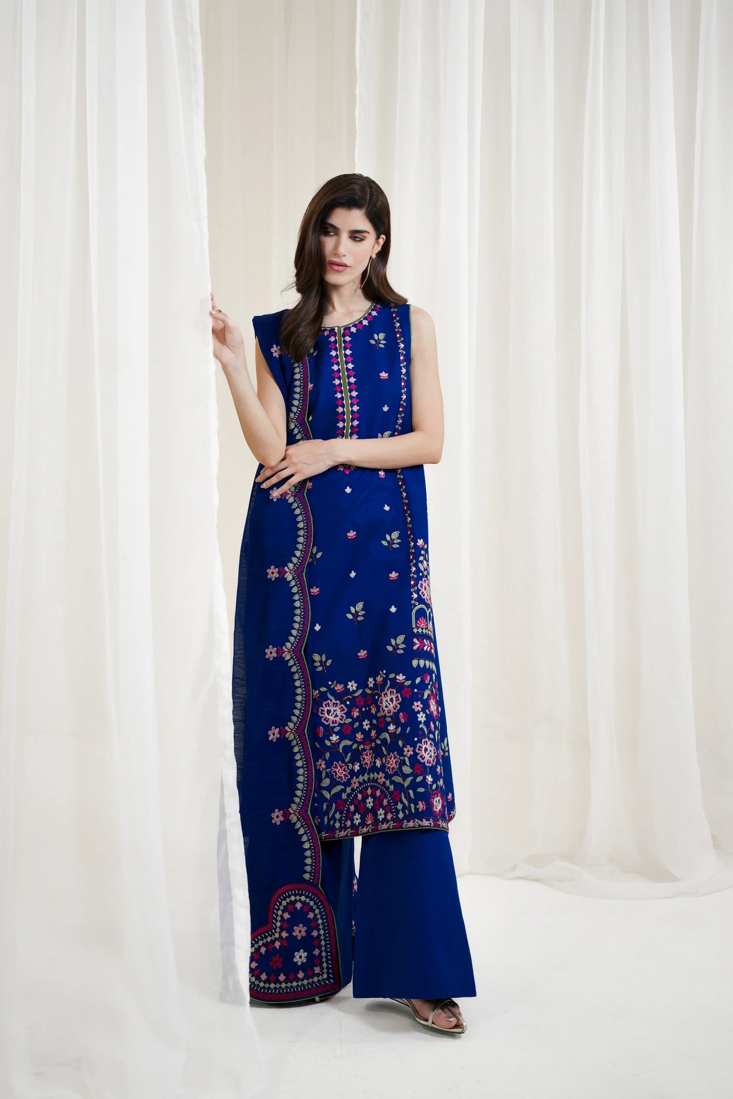 ROYAL BLUE LUXURY EMBROIDERED 3PCS SET NPA3-25424 (EID 2025 READY TO WEAR) | ZAIB