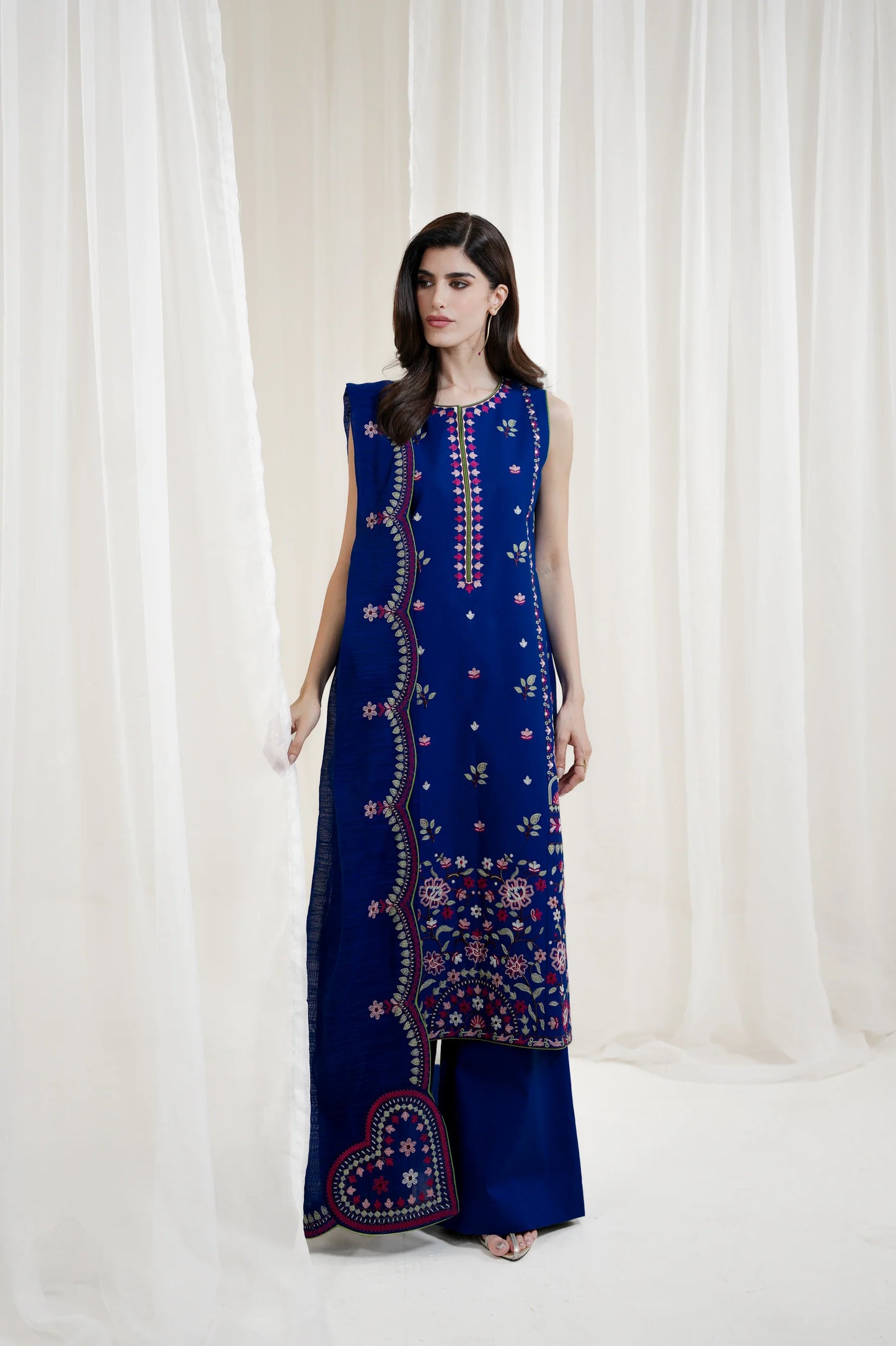 ROYAL BLUE LUXURY EMBROIDERED 3PCS SET NPA3-25424 (EID 2025 READY TO WEAR) | ZAIB