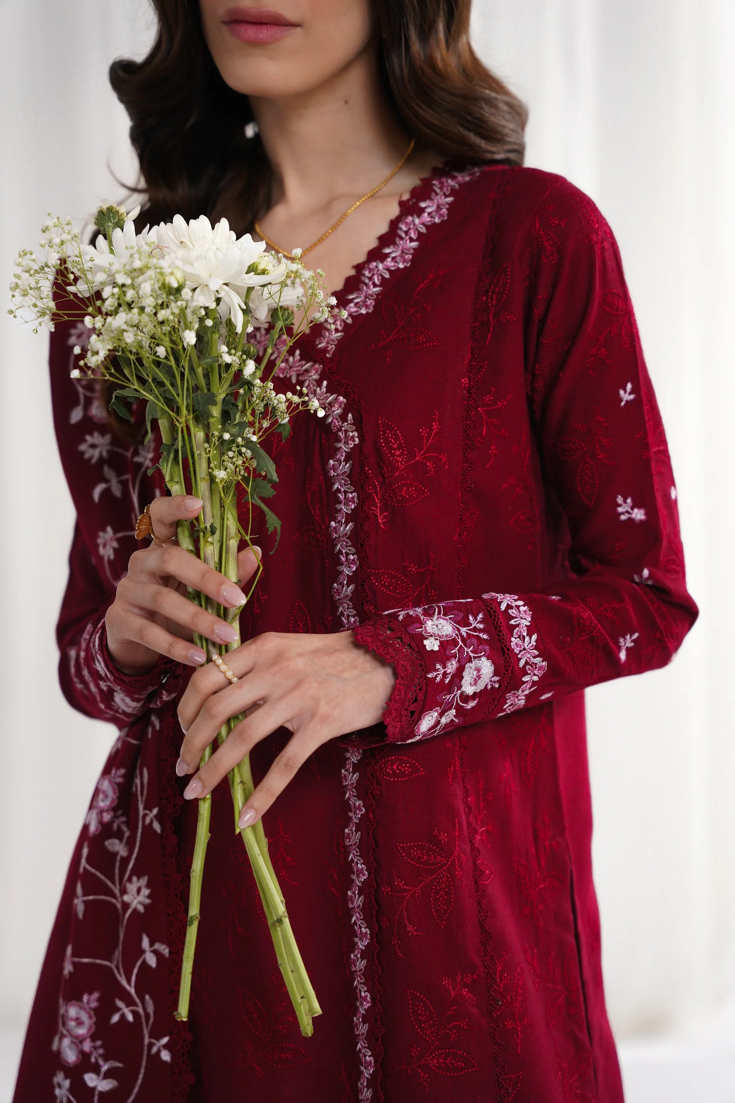 RICH DEEP MAROON LUXURY EMBROIDERED 3PCS SET NPA3-25416 (EID 2025 READY TO WEAR) | ZAIB