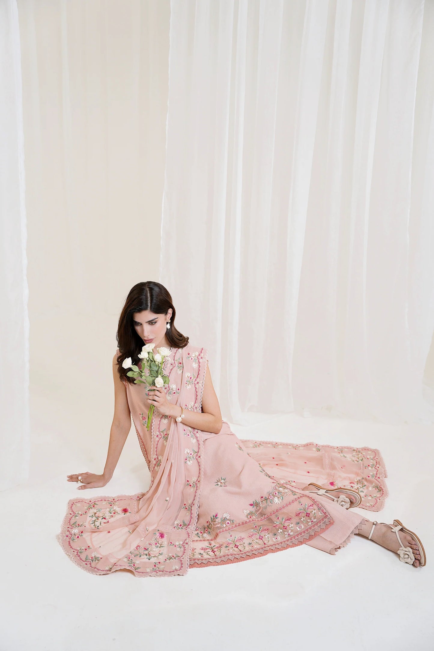PEACHY PINK LUXURY EMBROIDERED 3PCS SET NPA3-25423 (EID 2025 READY TO WEAR) | ZAIB