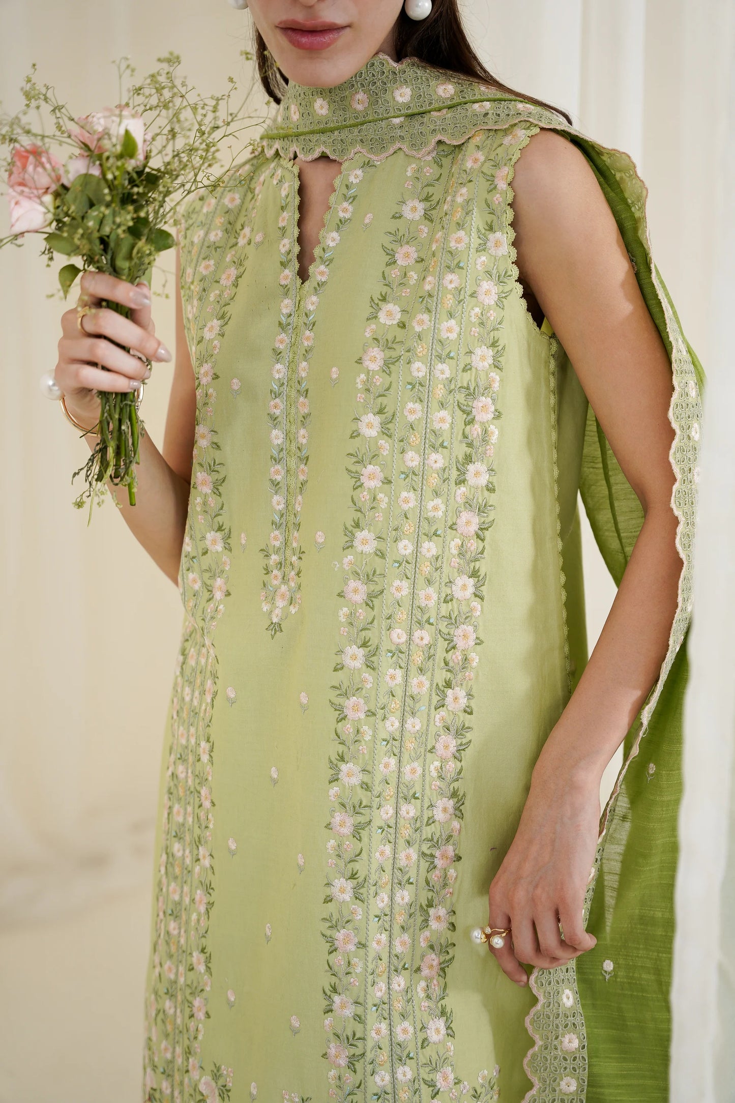 PISTACHIO LUXURY EMBROIDERED 3PCS SET NPA3-25429 (EID 2025 READY TO WEAR) | ZAIB