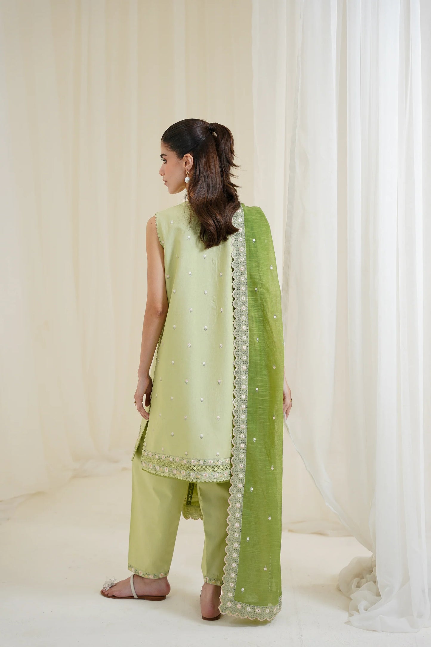 PISTACHIO LUXURY EMBROIDERED 3PCS SET NPA3-25429 (EID 2025 READY TO WEAR) | ZAIB