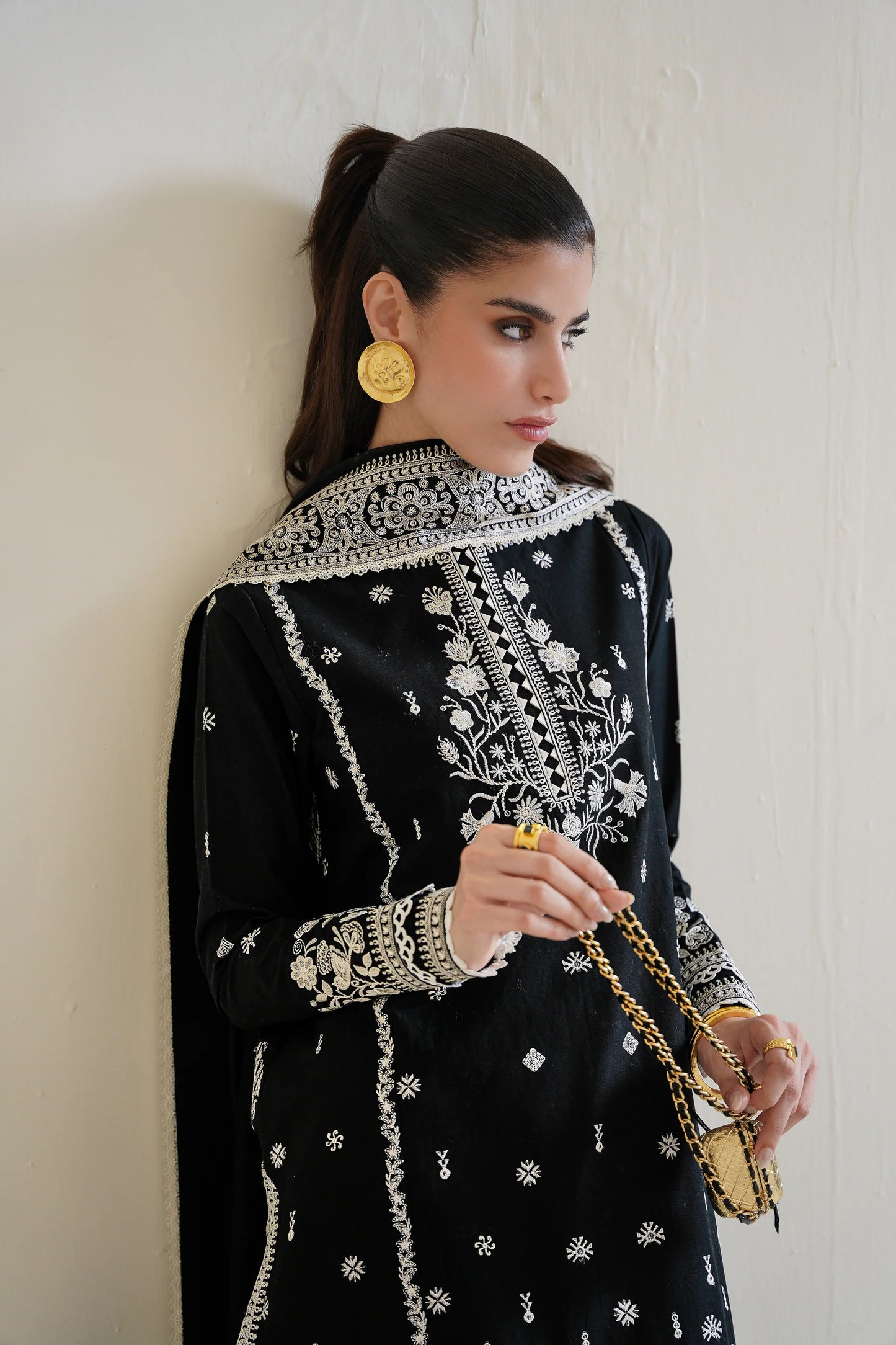 BLACK LUXURY EMBROIDERED 3PCS SET NPA3-25428 (EID 2025 READY TO WEAR) | ZAIB