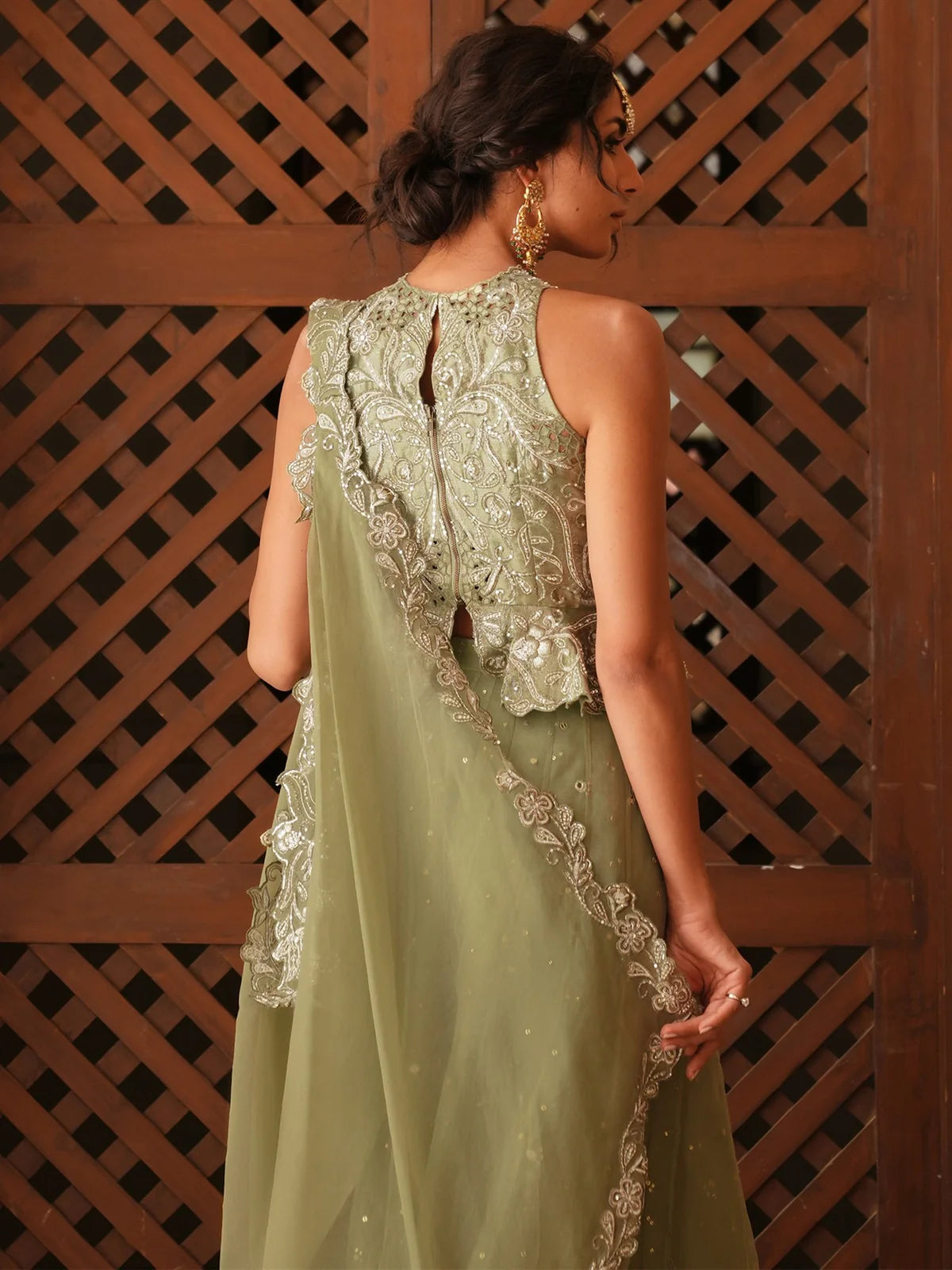 KOTI, LEHENGA & DRAPED DUPATTA | DEMI COUTURE | MISHA LAKHANI
