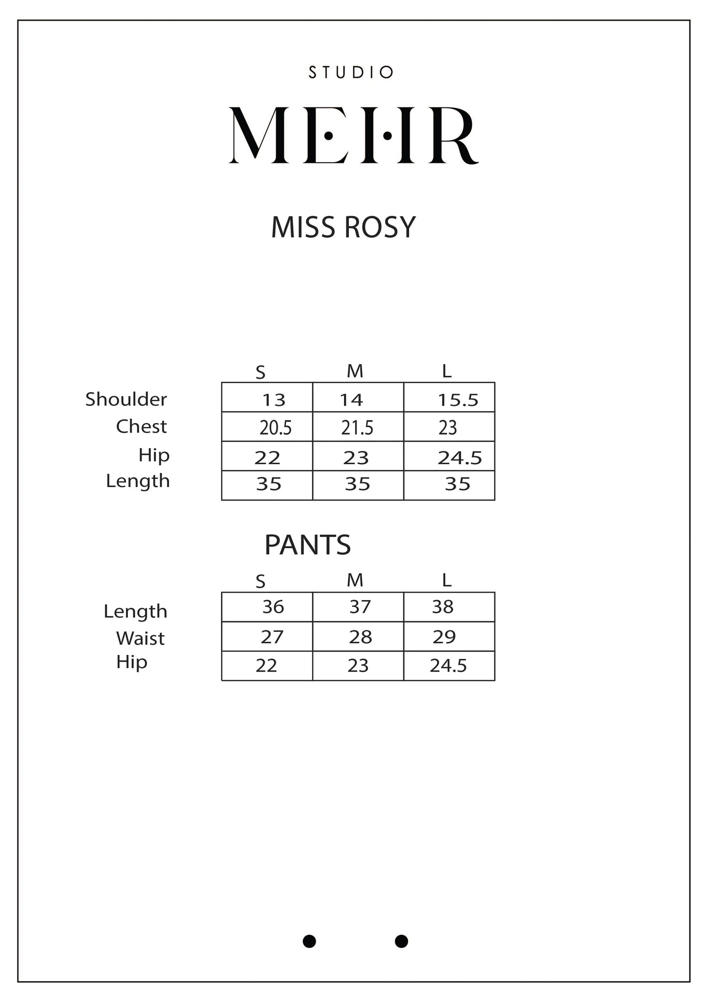 MISS ROSY MATCHING SET | Studio Mehr