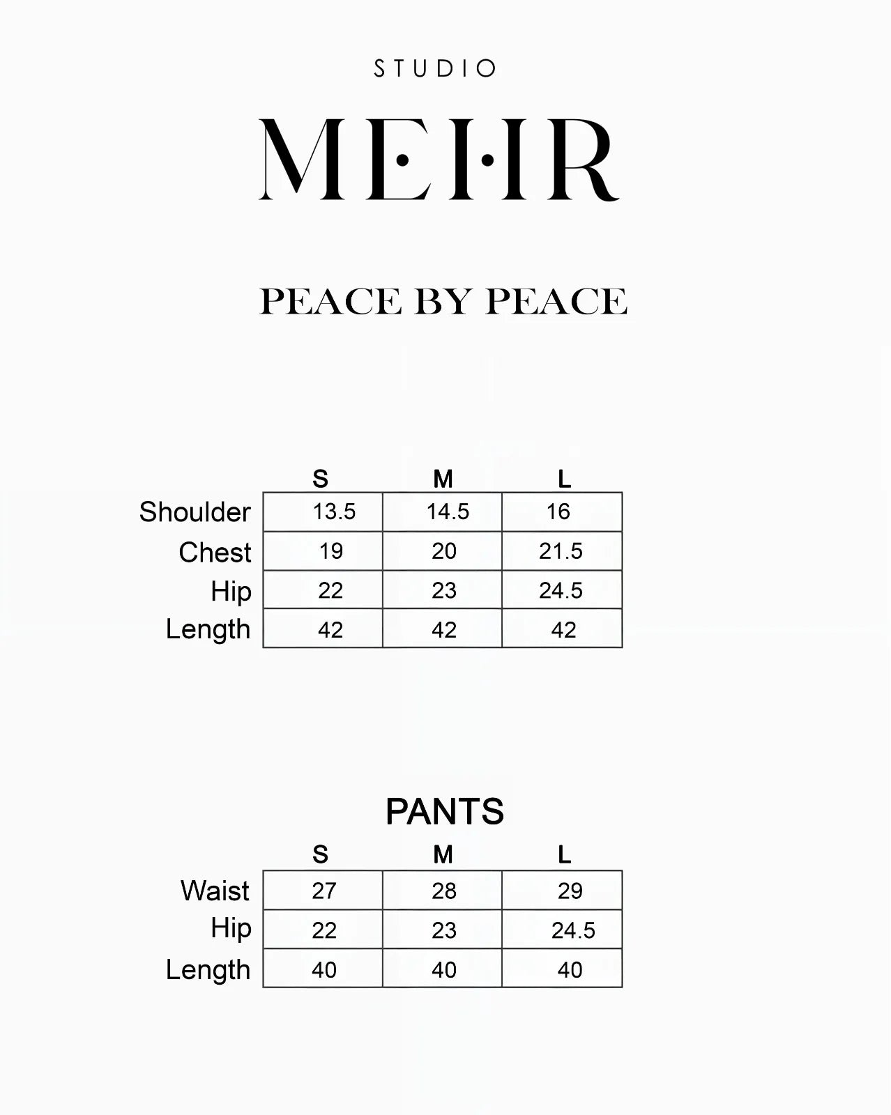 PEACE BY PEACE | Studio Mehr