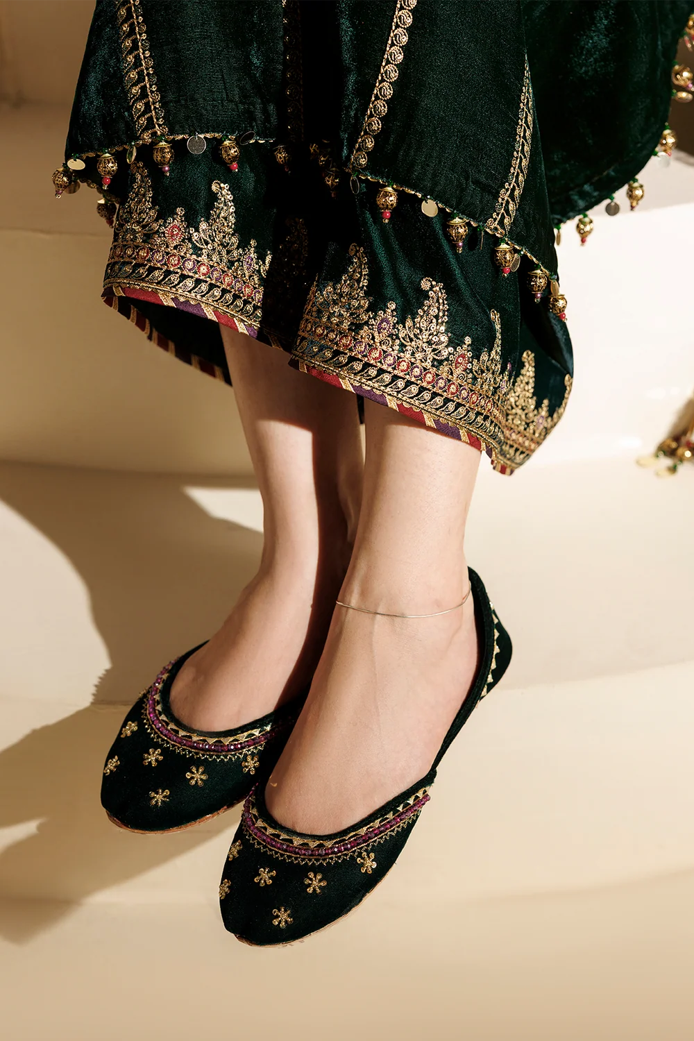 EMBROIDERED VELVET KHUSSA D-16 | Chandni Velvet Formals ‘26 | Jazmin | Footwear
