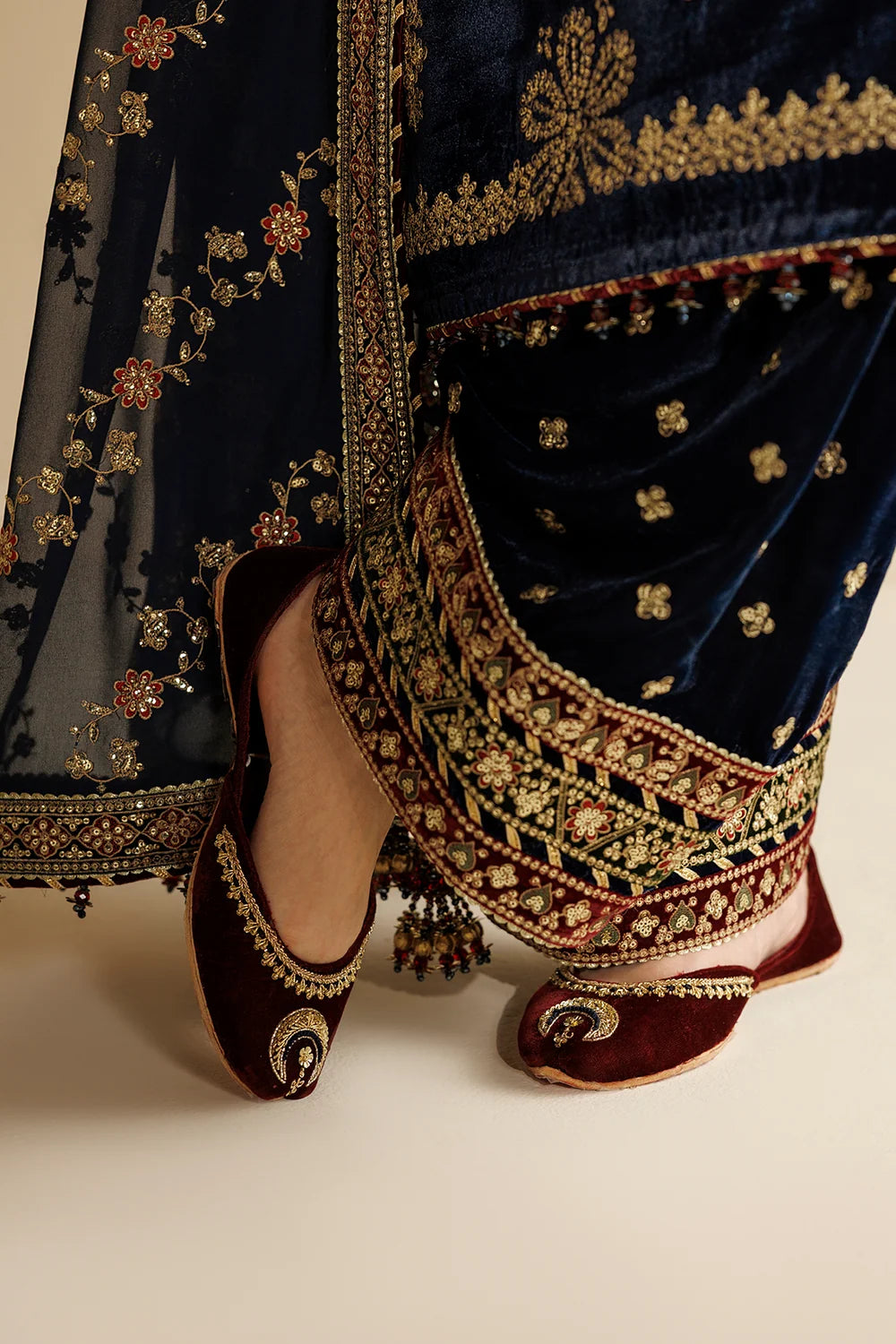 EMBROIDERED VELVET KHUSSA D-14 | Chandni Velvet Formals ‘26 | Jazmin | Footwear
