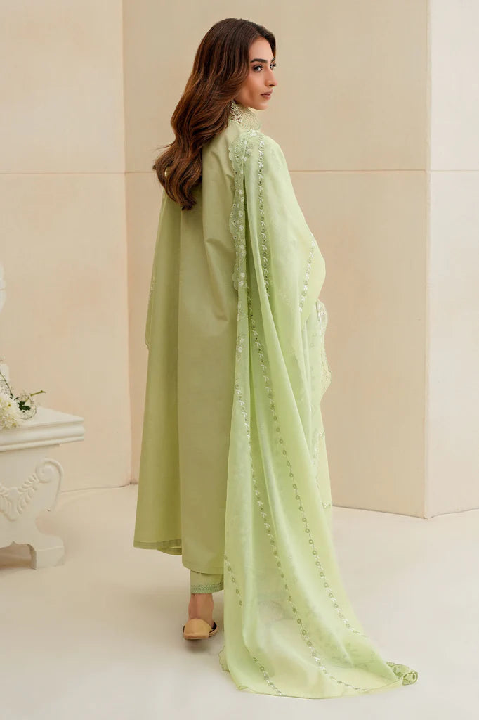 SAGE SILK-3PC CHIKANKARI SUIT | Cross Stitch