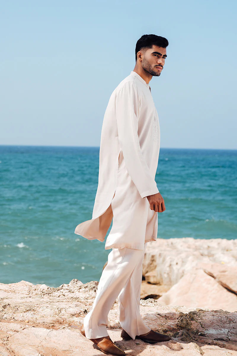 'Soft Pink' Embroidered Kurta Pajama | REPUBLIC MENSWEAR