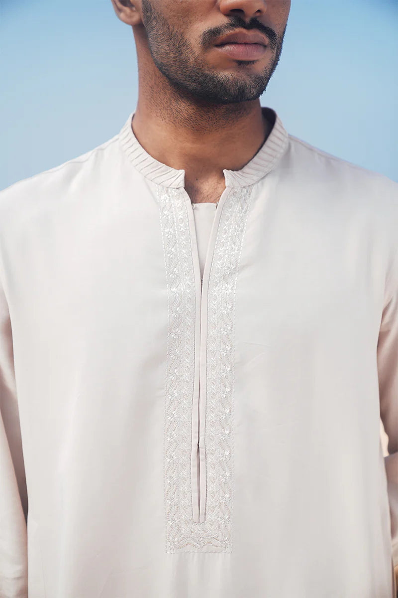 'Soft Pink' Embroidered Kurta Pajama | REPUBLIC MENSWEAR