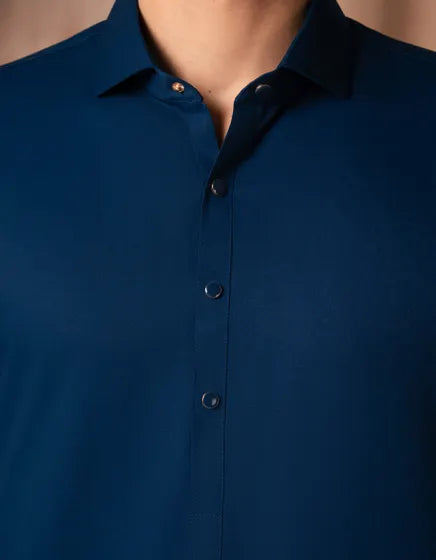 BLUE BLENDED KURTA TROUSER | JUNAID JAMSHED MENSWEAR