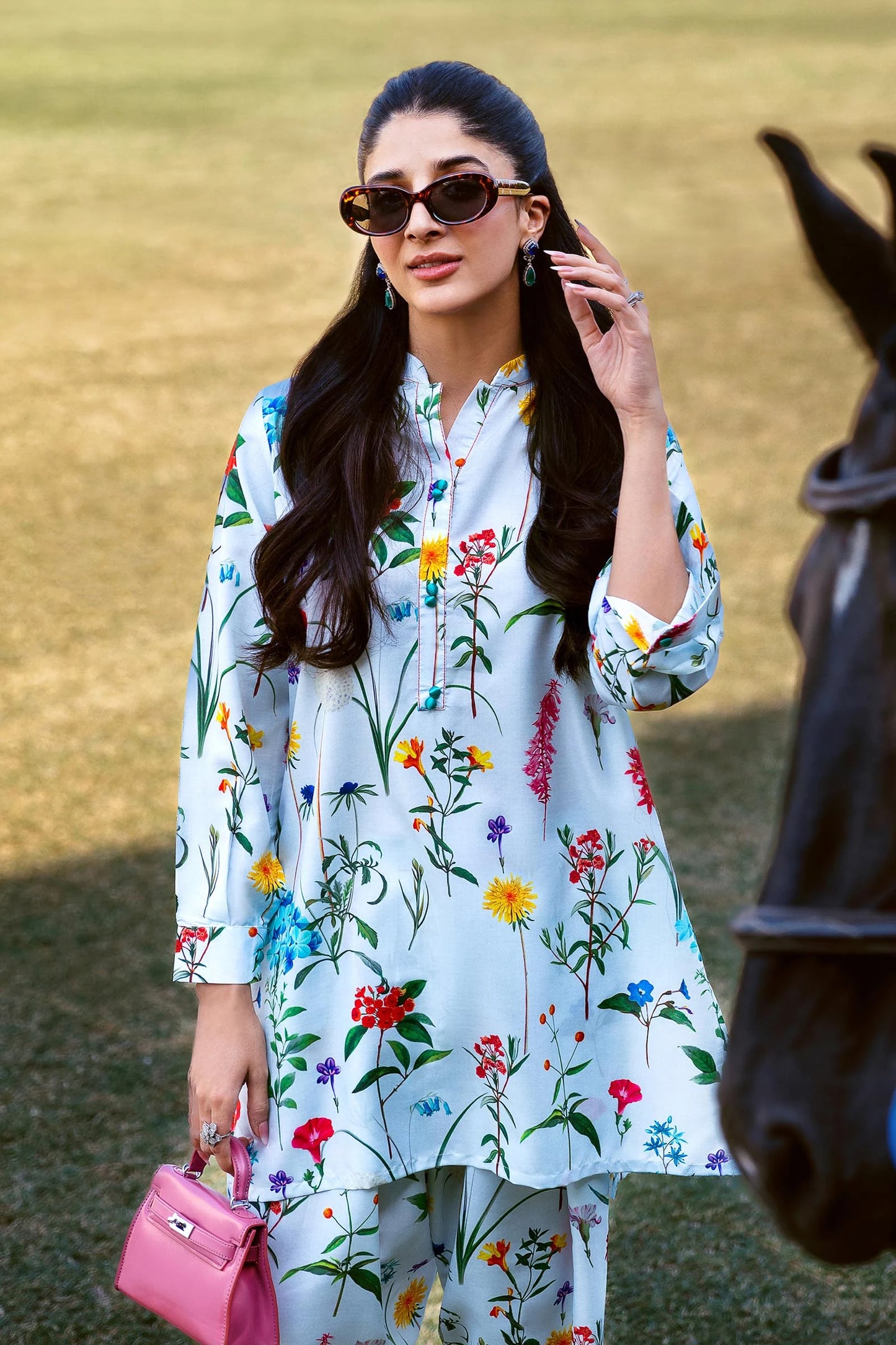 STITCHED FLORAL PRINTED CAMBRIC SHIRT + BOTTOM | Sana Safinaz