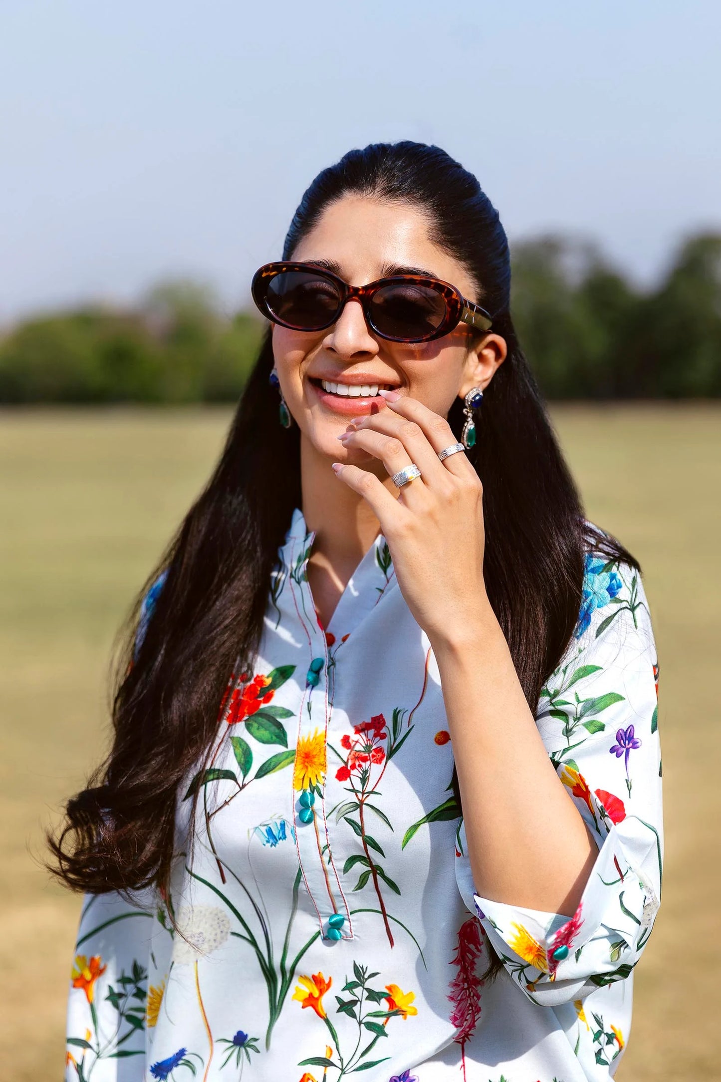 STITCHED FLORAL PRINTED CAMBRIC SHIRT + BOTTOM | Sana Safinaz