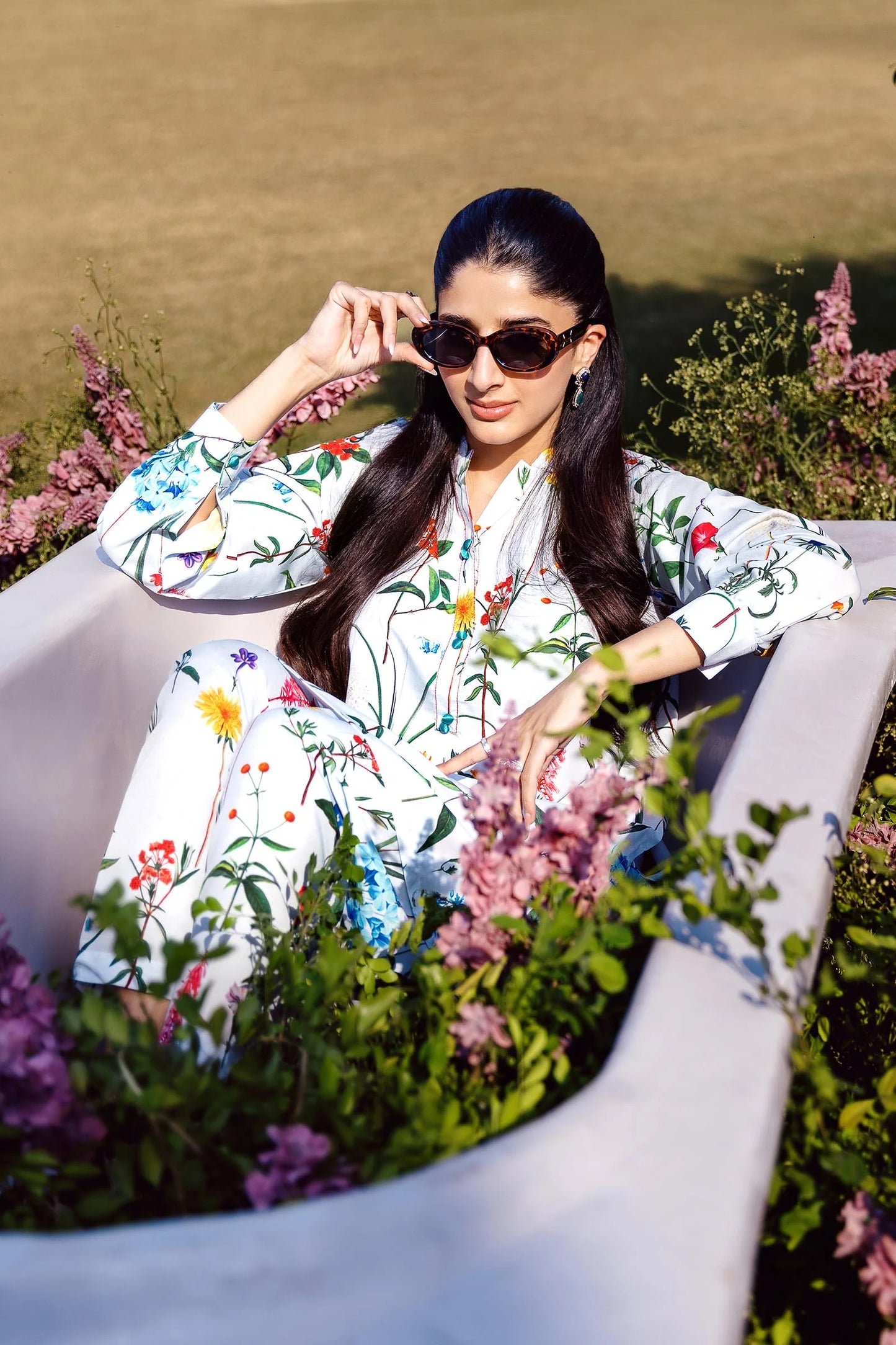 STITCHED FLORAL PRINTED CAMBRIC SHIRT + BOTTOM | Sana Safinaz