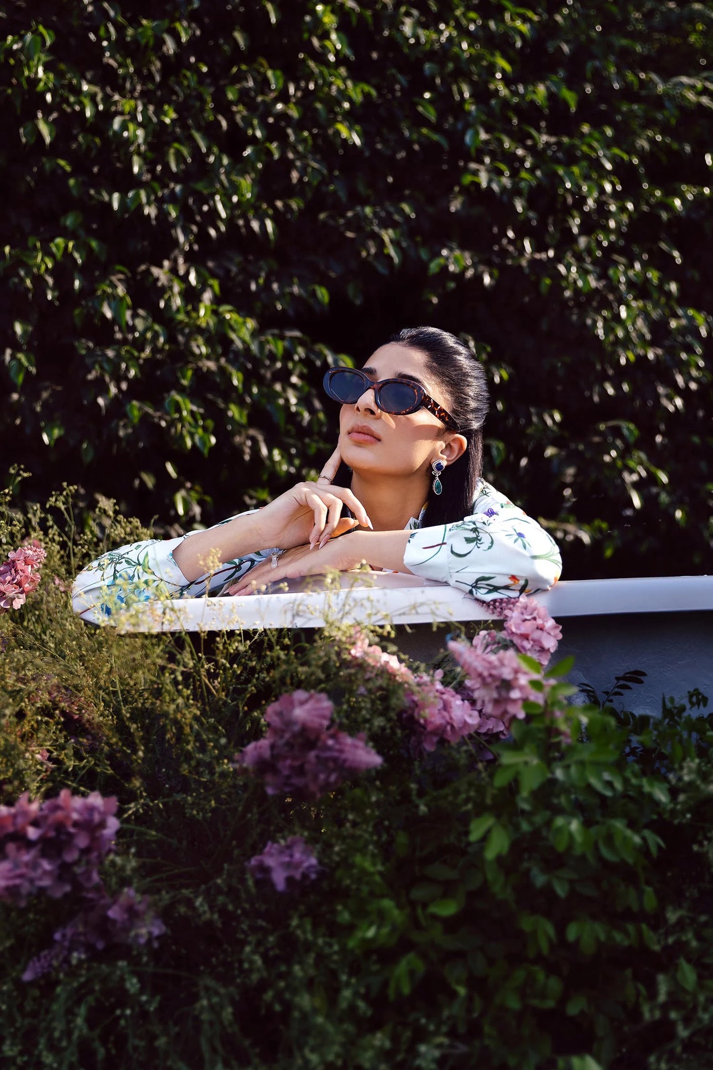 STITCHED FLORAL PRINTED CAMBRIC SHIRT + BOTTOM | Sana Safinaz