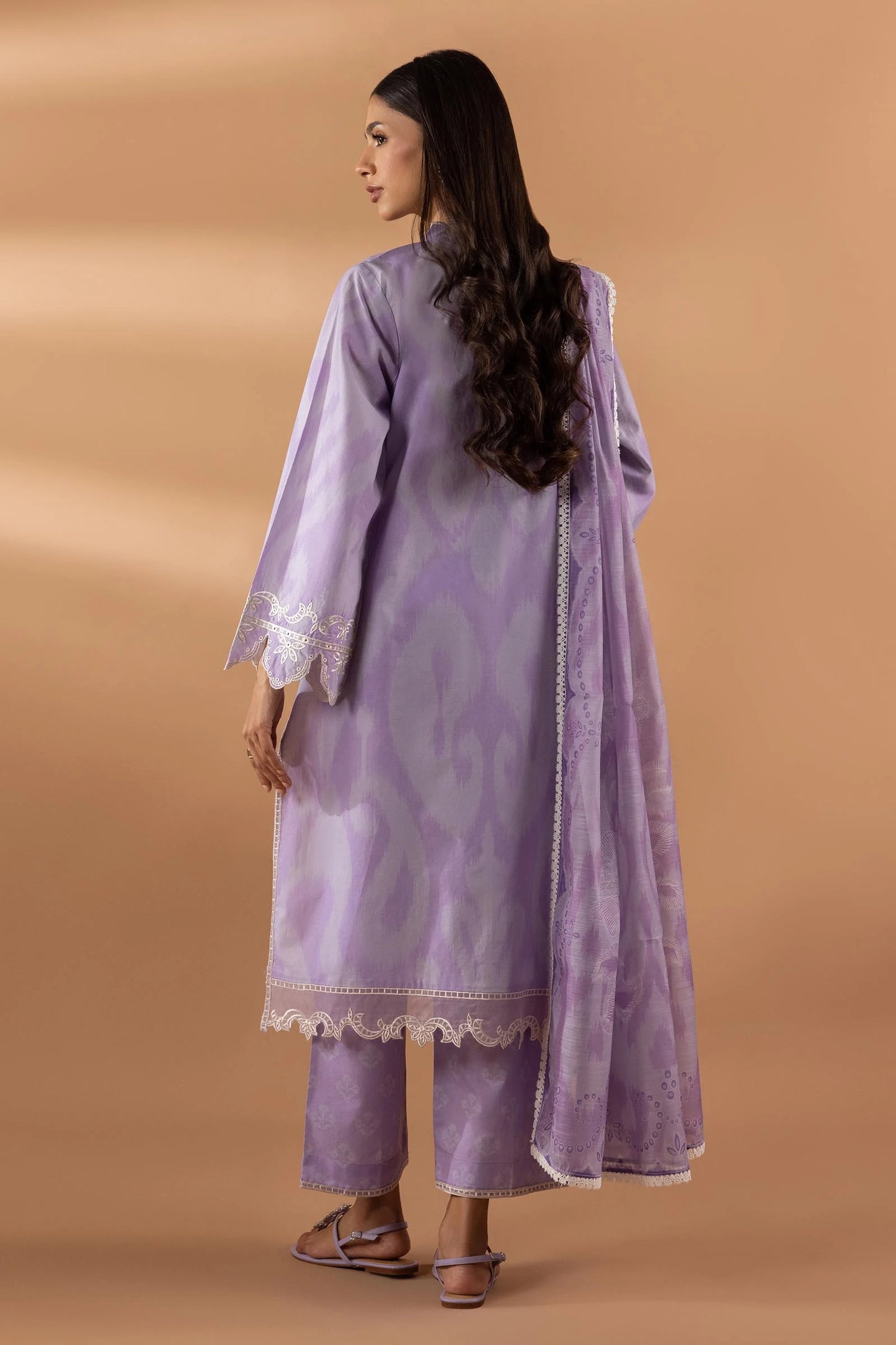 STITCHED LAWN EMBROIDERED SHIRT + CULOTTE + DUPATTA | Sana Safinaz