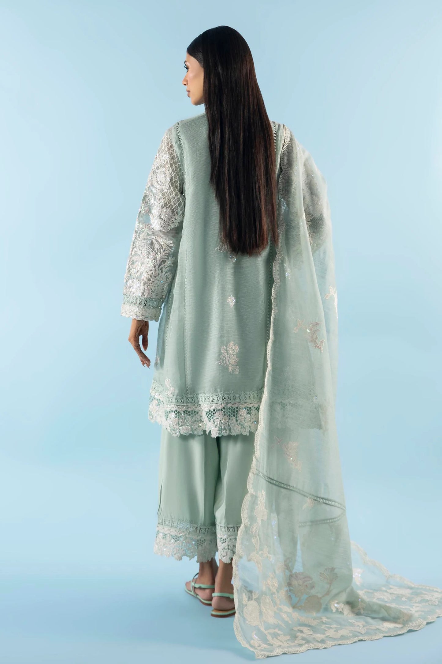 STITCHED COTTON SHIRT + CULOTTE + DUPATTA | Sana Safinaz