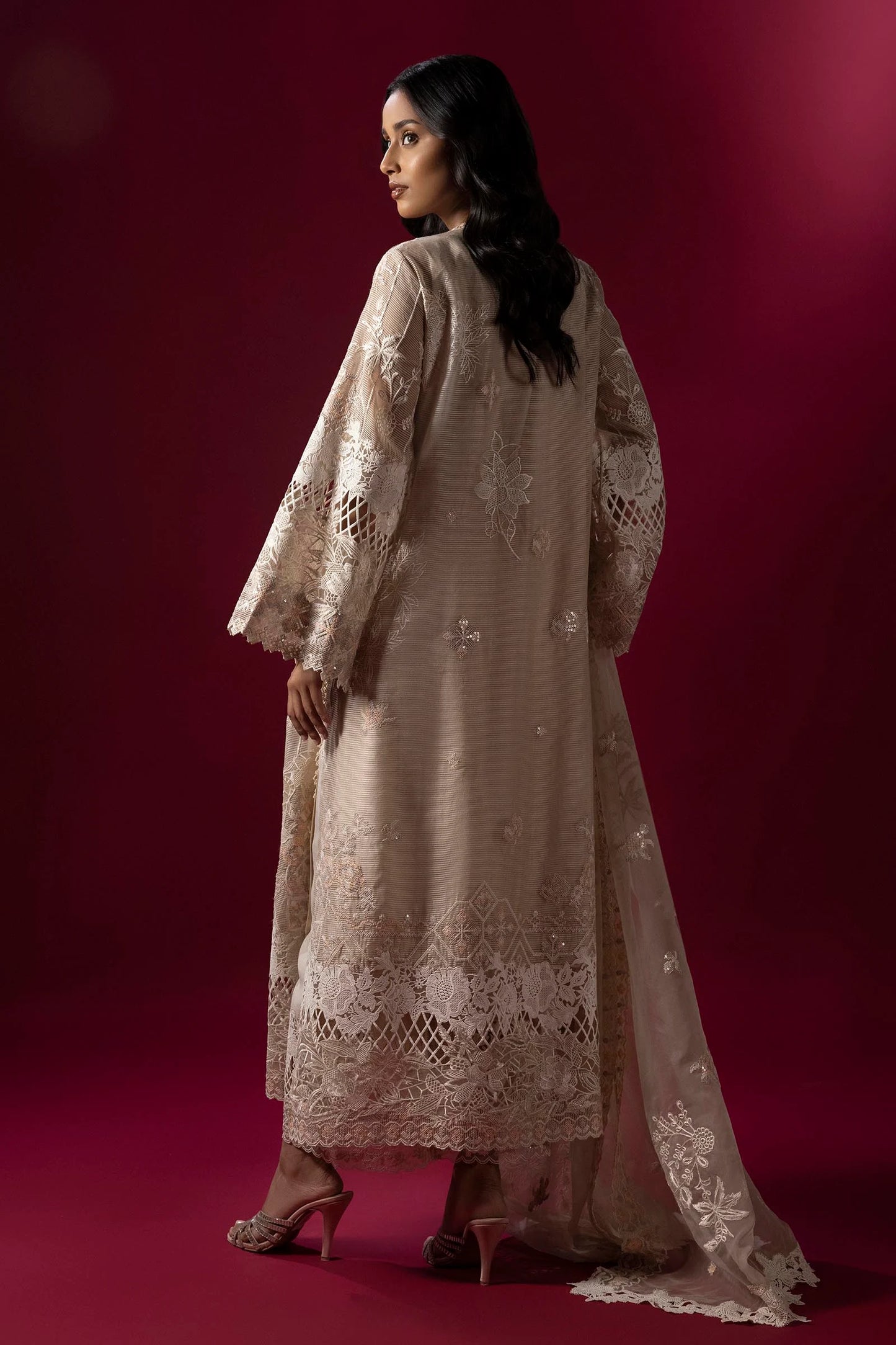 STITCHED EMBROIDERED COTTON SHIRT + BOTTOM | Sana Safinaz