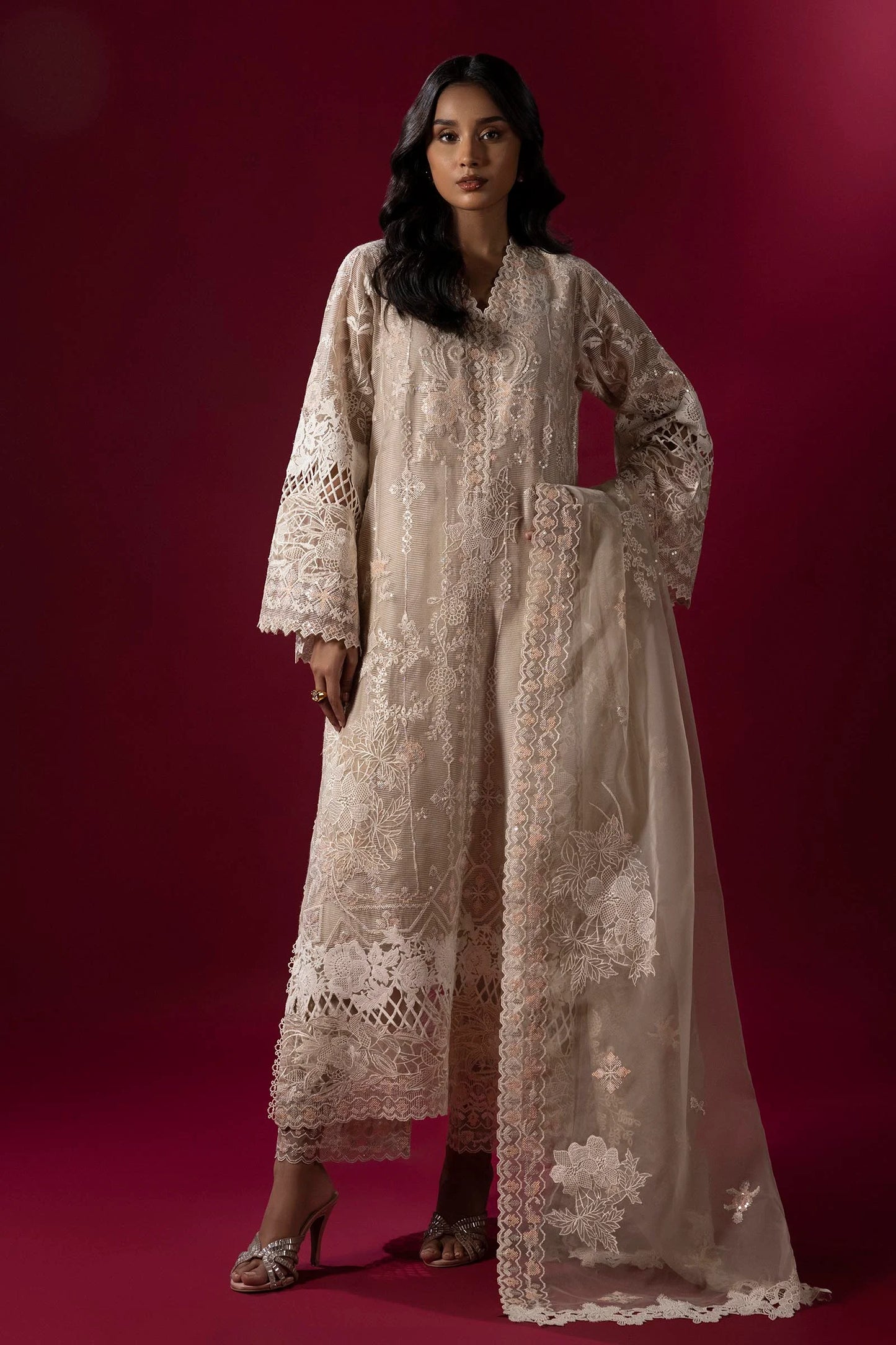STITCHED EMBROIDERED COTTON SHIRT + BOTTOM | Sana Safinaz