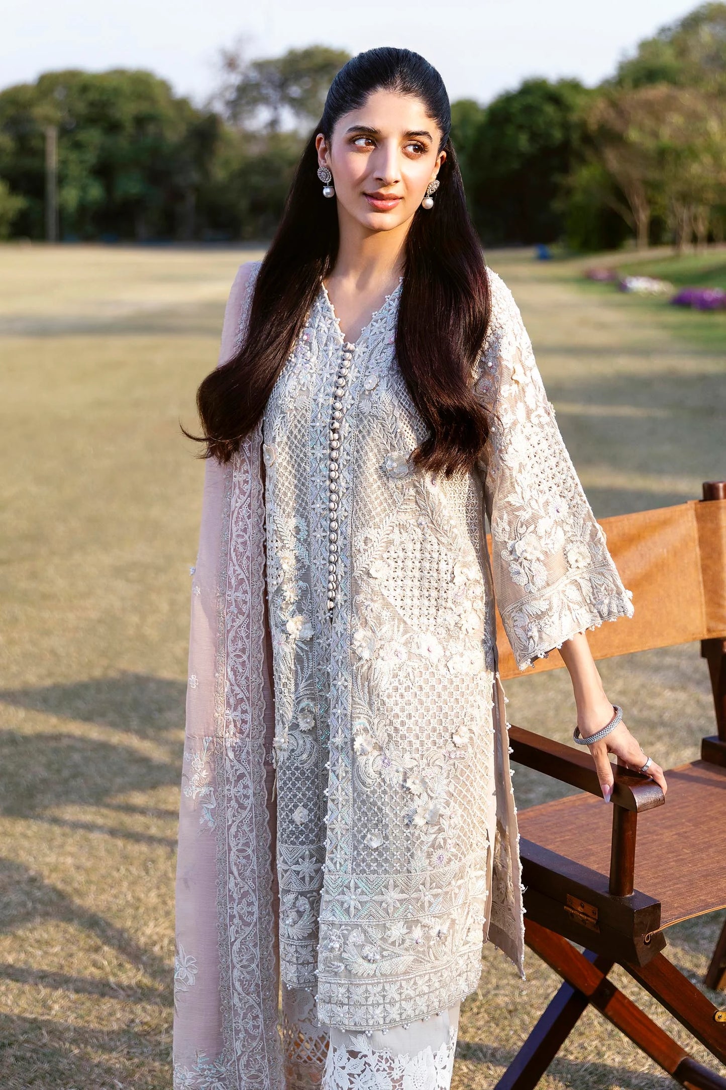 STITCHED EMBROIDERED COTTON SHIRT + CULOTTE + DUPATTA | Sana Safinaz