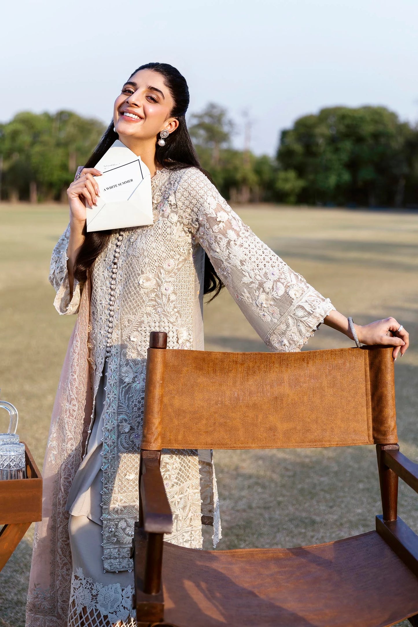 STITCHED EMBROIDERED COTTON SHIRT + CULOTTE + DUPATTA | Sana Safinaz