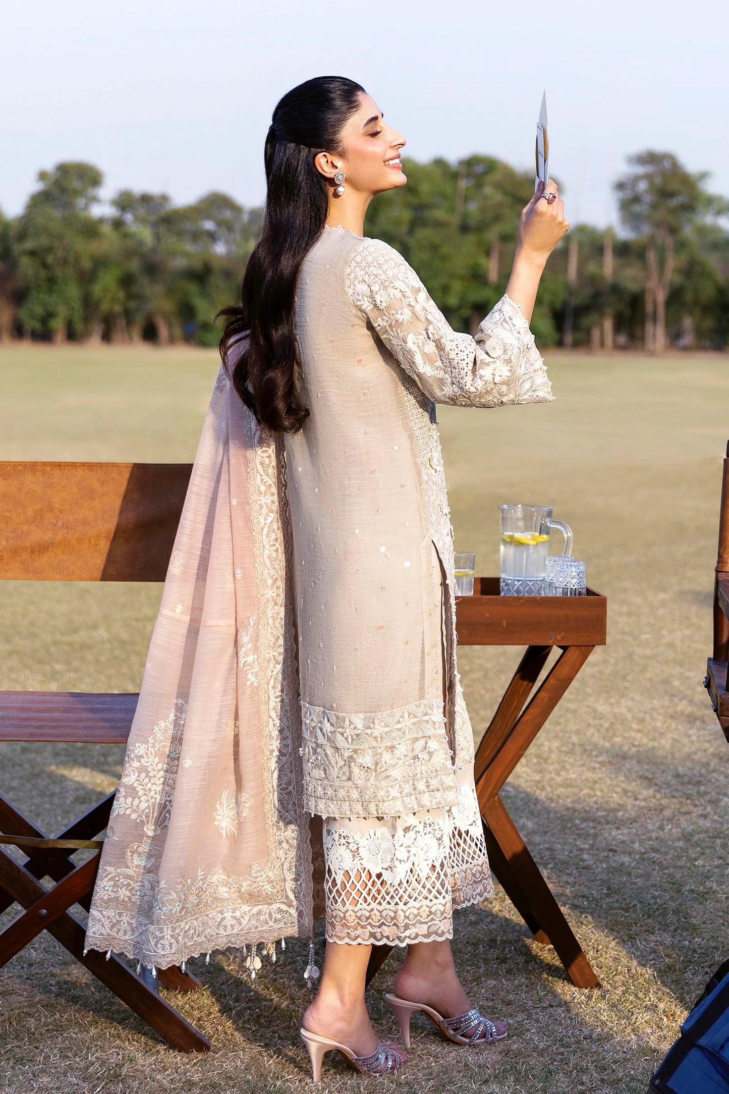 STITCHED EMBROIDERED COTTON SHIRT + CULOTTE + DUPATTA | Sana Safinaz