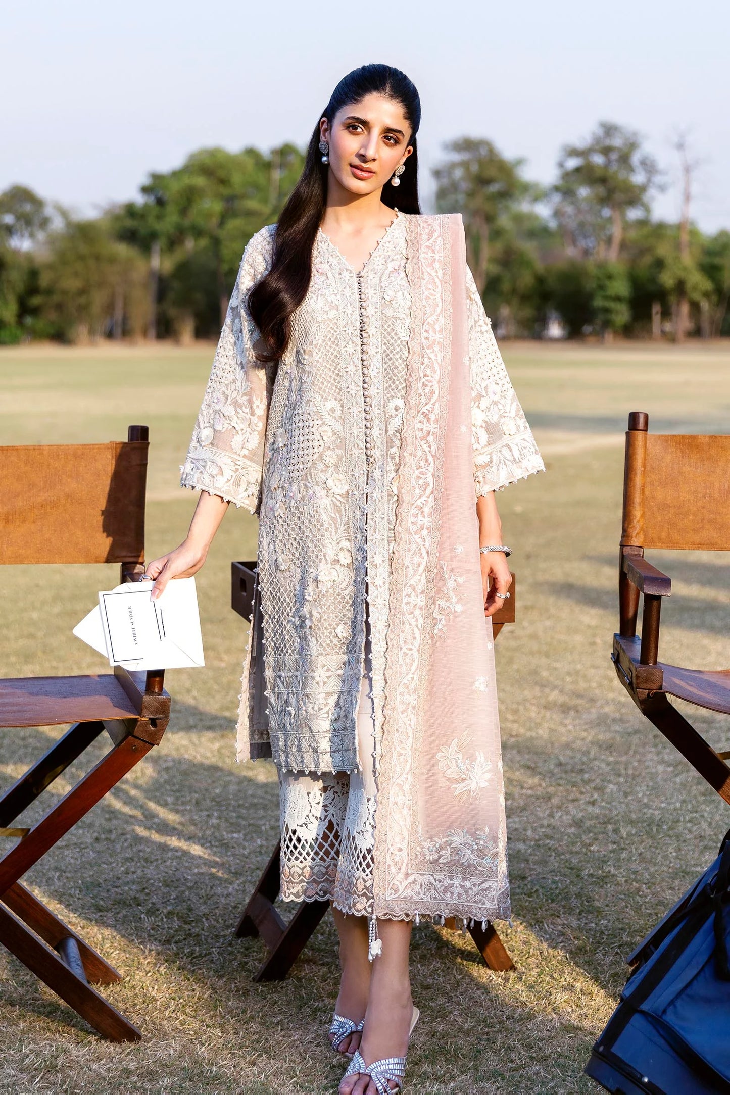 STITCHED EMBROIDERED COTTON SHIRT + CULOTTE + DUPATTA | Sana Safinaz