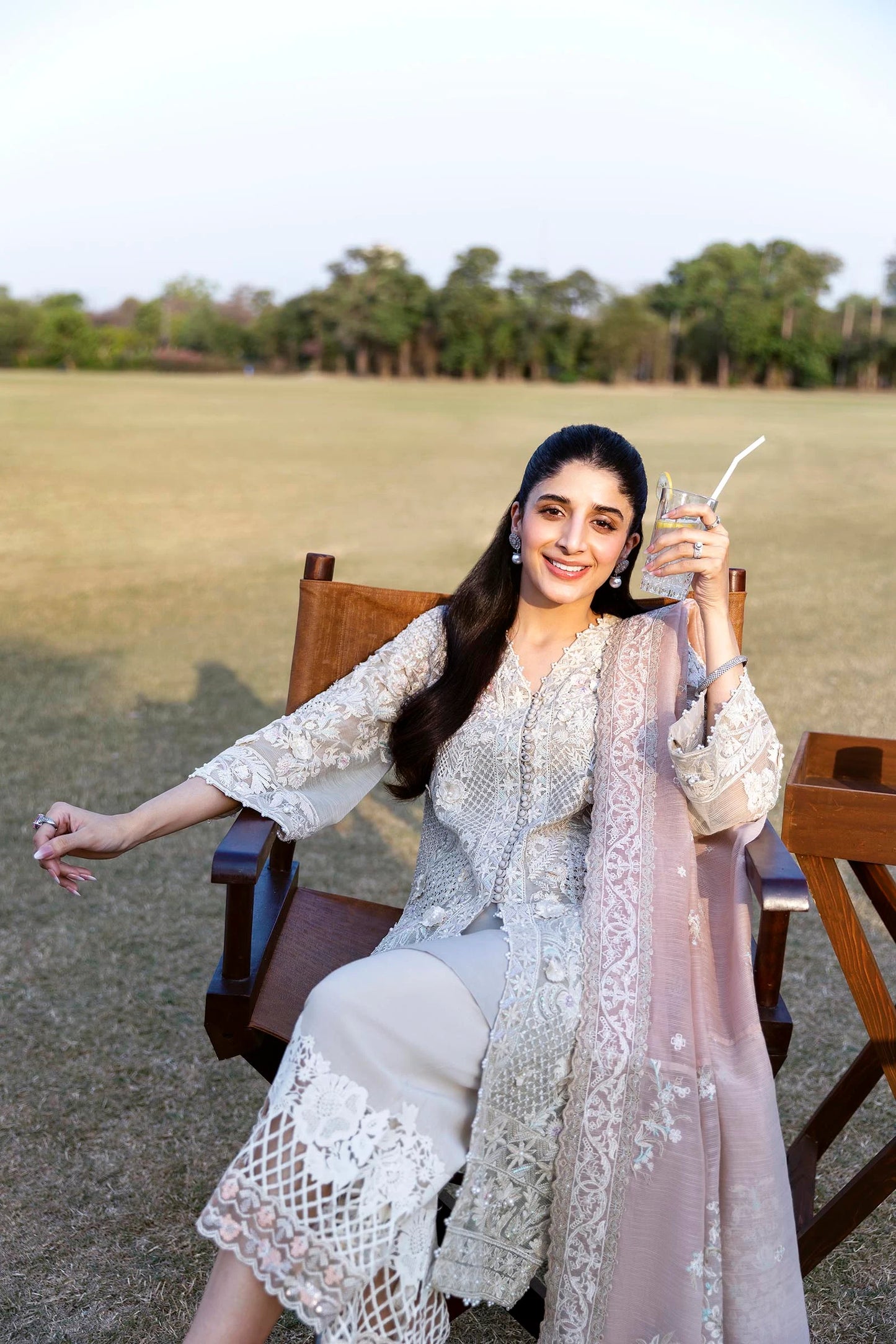 STITCHED EMBROIDERED COTTON SHIRT + CULOTTE + DUPATTA | Sana Safinaz